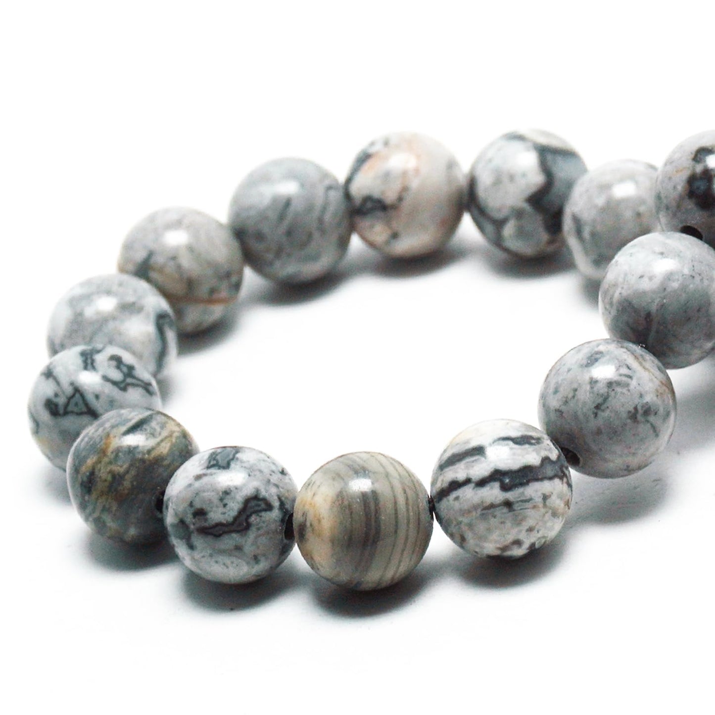 DIQIO Natural Stone Gemstone Beads for Jewelry Making - Map Jasper Beads for Bracelets, 6mm Semi Precious Round Beads (58-60pcs, 6mm, Map Jasper)