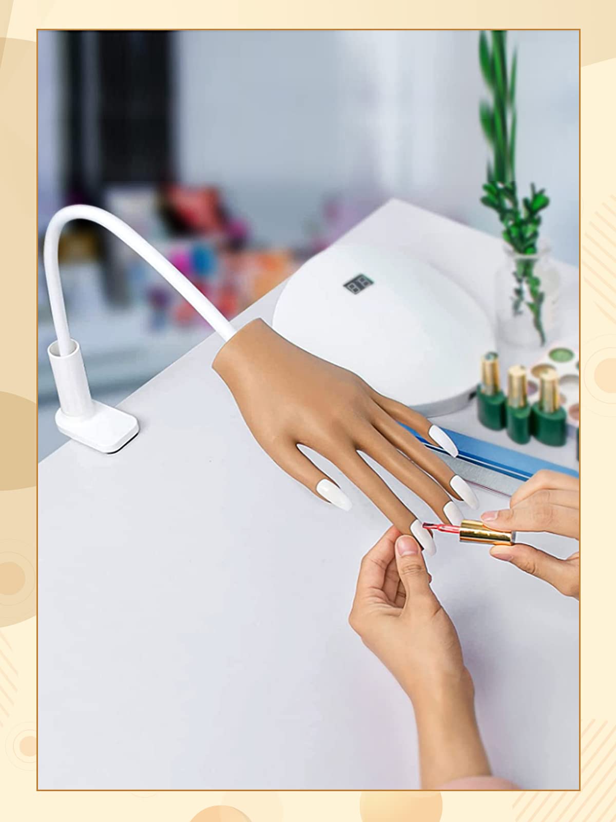 Practice Hand for Acrylic Nails, Nail Tips Never Fall Off Nail Hand Practice,Fingers Never Break Fake Nail Hand for Nail Practice,Flexible Movable Practice Nail Hand for Practicing Nail Supplies