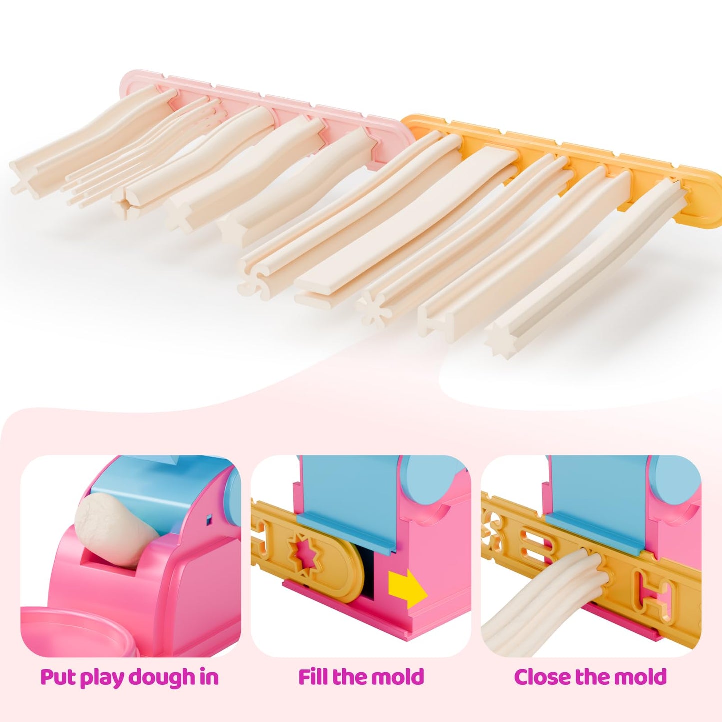 Dough Tools for Kids, 46Pcs Dough Toys Sets Playdough Accessories Include Play Food Molds - Cupcakes, Ice Cream, Noodle, Play Bulk Pack with Roller, Cutters, Scissor, DoughMat and Storage Bag Gifts