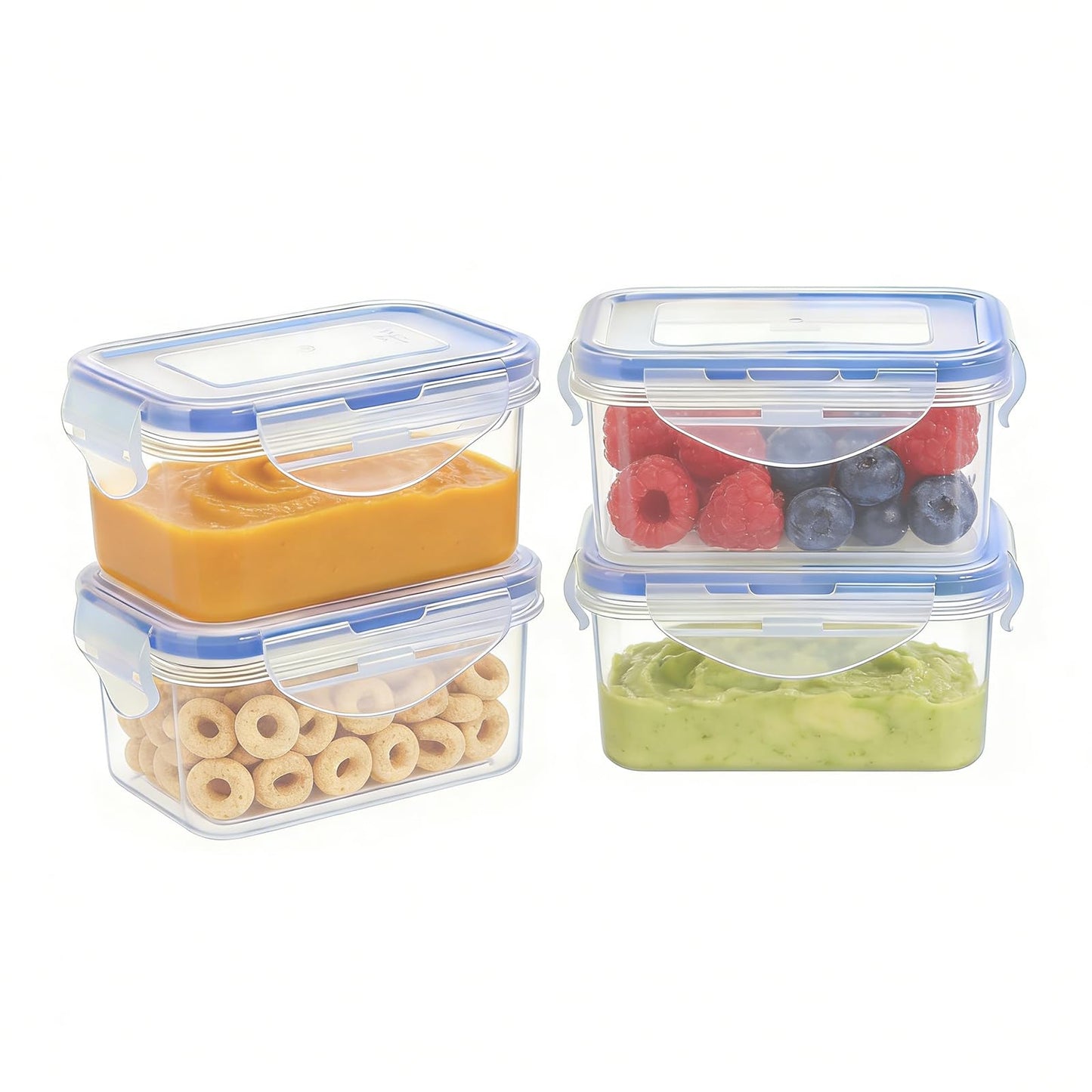 KIGI Small Food Storage Containers with Airtight Lids, 4-Sided Locking Lids, Reusable BPA-Free Plastic, Leakproof for Snack, Lunch, Meal Prep, Portion Control & Purees, 6 oz / 0.75 Cup, 8 Piece Set