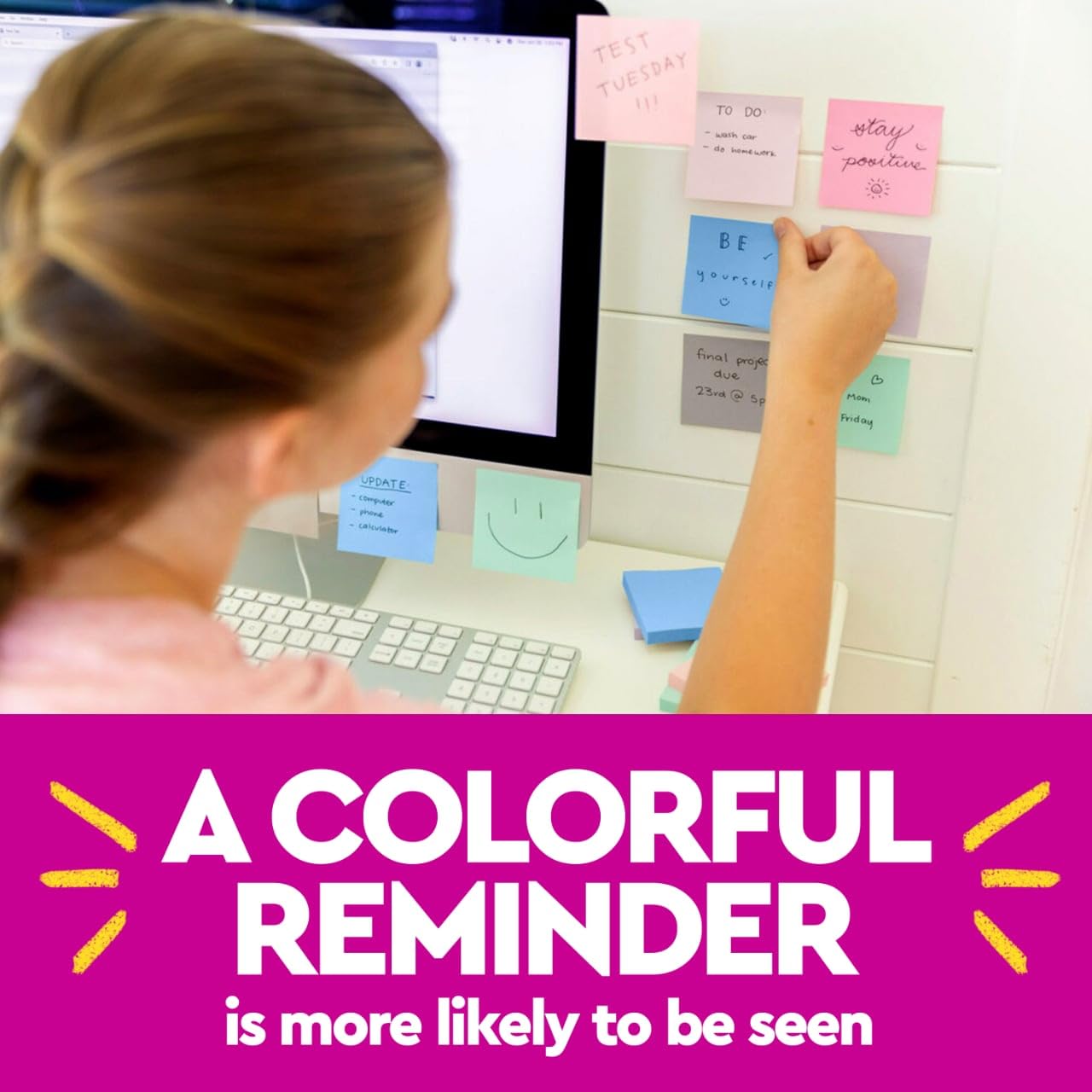 Post-it 100% Recycled Paper Super Sticky Notes, 3 x 3 in., 18 Sticky Note Pads, School Supplies and Office Products, Sticky Notes for Vertical Surfaces, Wanderlust Pastels Collection