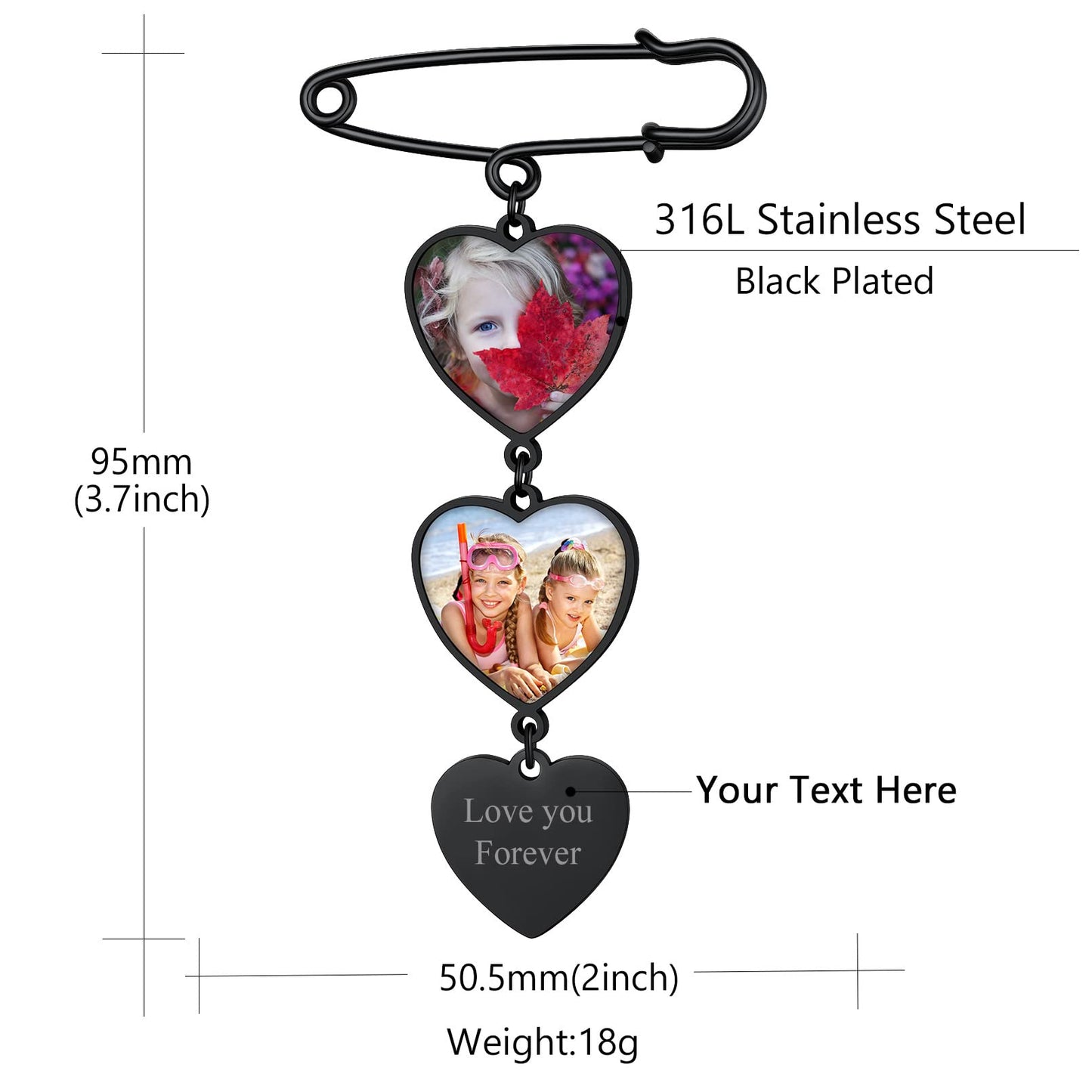 Custom4U Wedding Boutonniere Photo Pin Personalized Memorial Picture Brooch Pins