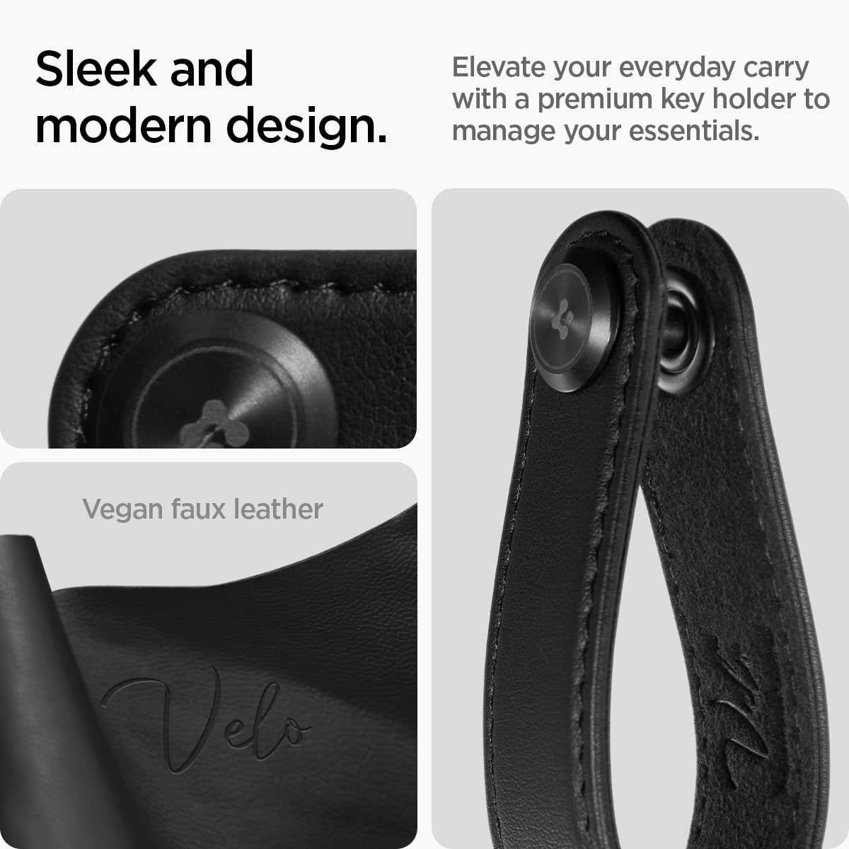 Spigen Valentinus Key Organizer, Minimalistic Compact Holder, Keychain, Keyring Up to 6 Keys - Black