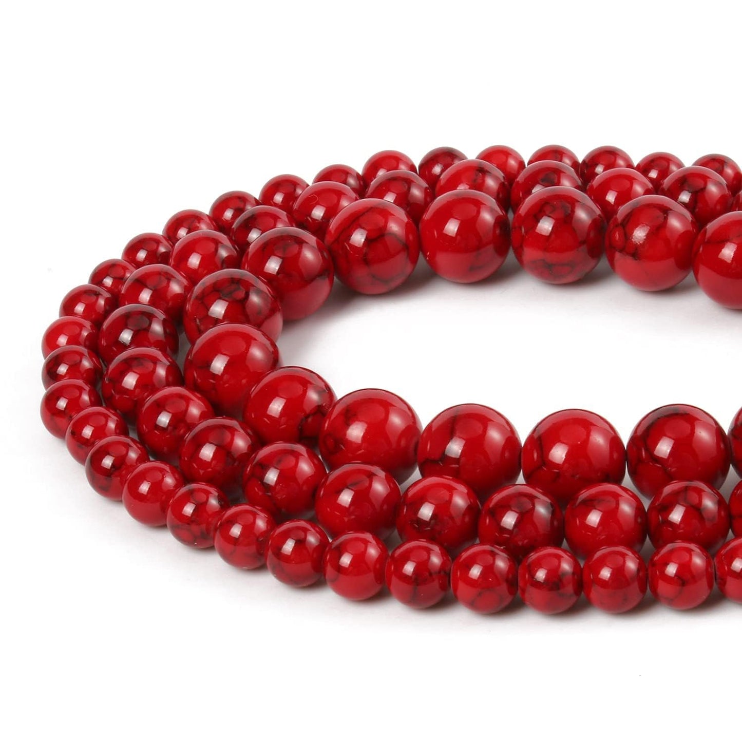Beads for Bracelets Red Beads 6MM Beads Red Turquoise Bead Crystal Gemstone Beads for Bracelets, Natural Stone Beads for Jewelry Making About 60pcs