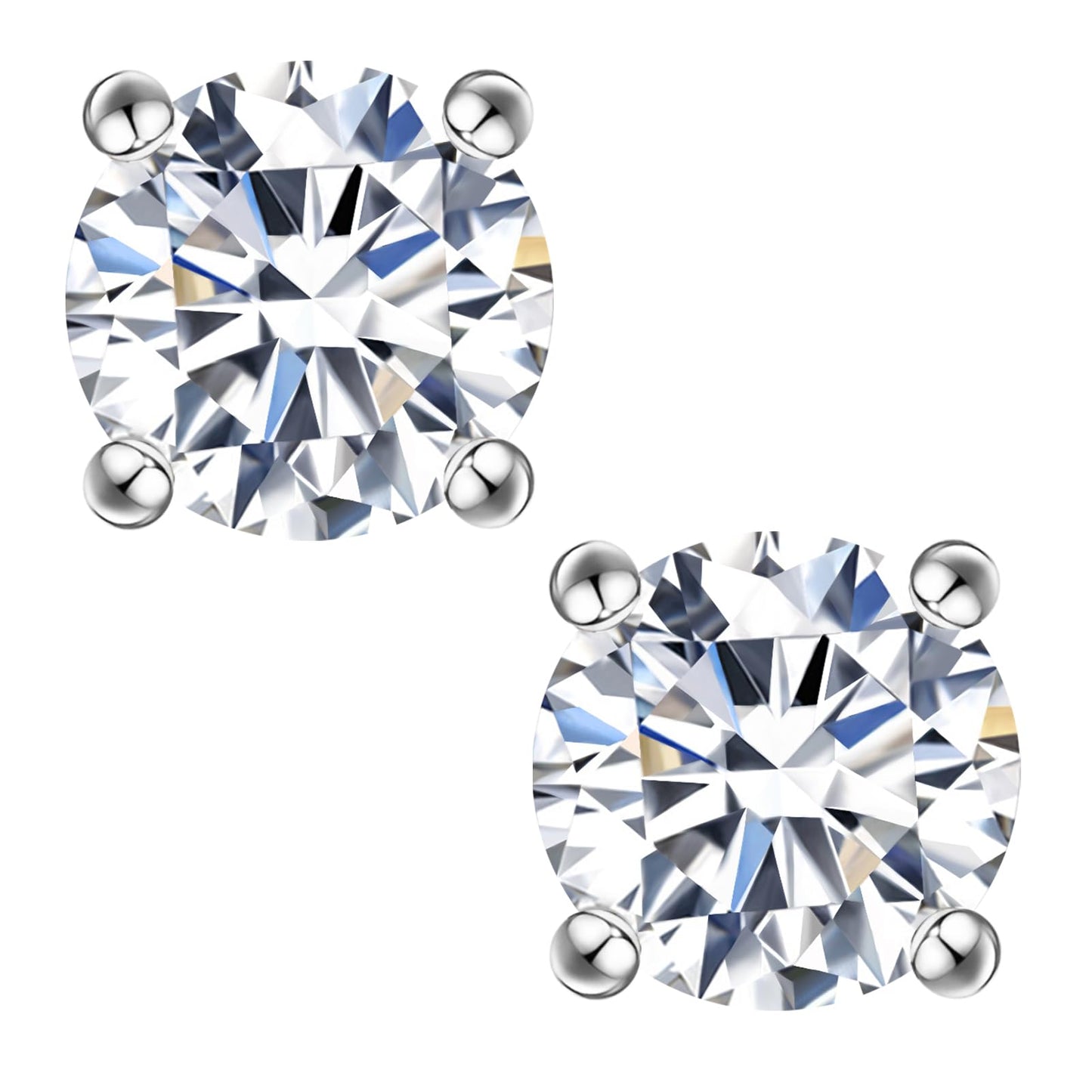 Impalsory Moissanite Stud Earrings 3.0CT 9mm for Women Men, 925 Sterling Silver Hypoallergenic Earrings, 18K White Gold Plated, Secure Friction Back, Brilliant Round Cut D Color VVS1