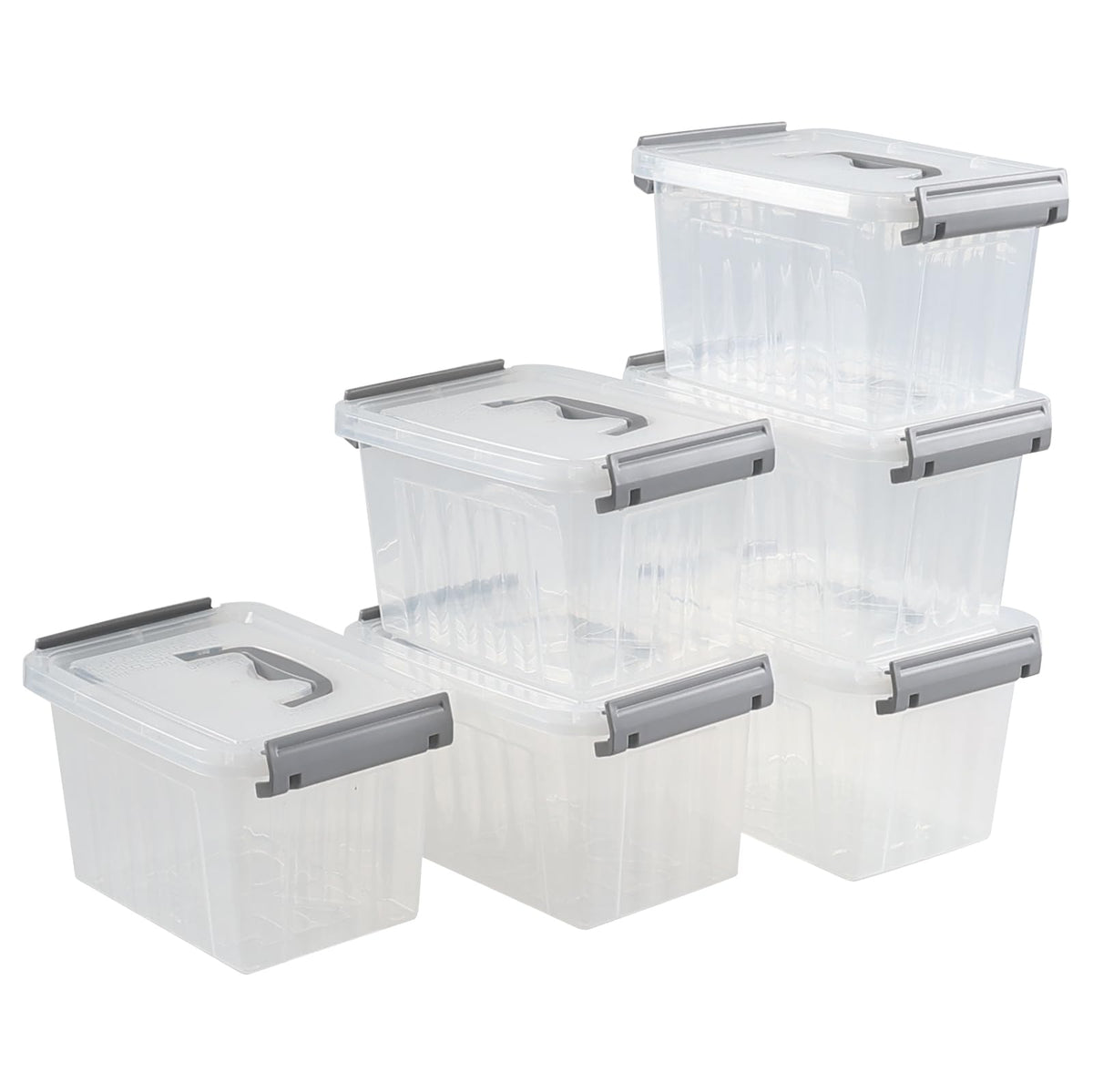3.5 Quart Small Clear Latching Boxes with Handle (6 Count)