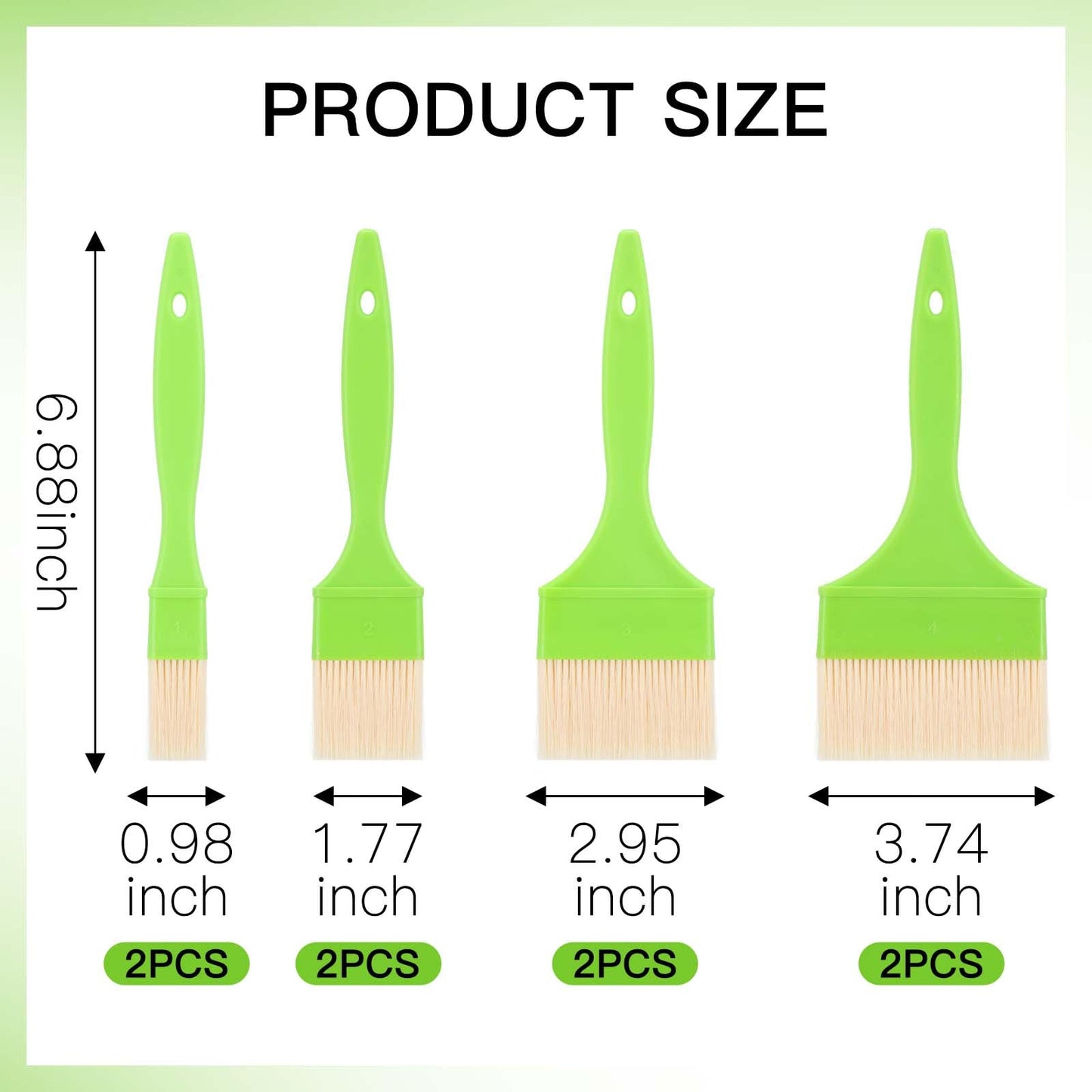 8 Pcs Pastry Brush - Cooking Grease Brush, Food Brushes For Baking/Grilling/Spreading Marinades/Butter/Sauces/Eggs, Durable Kitchen Culinary Utensil