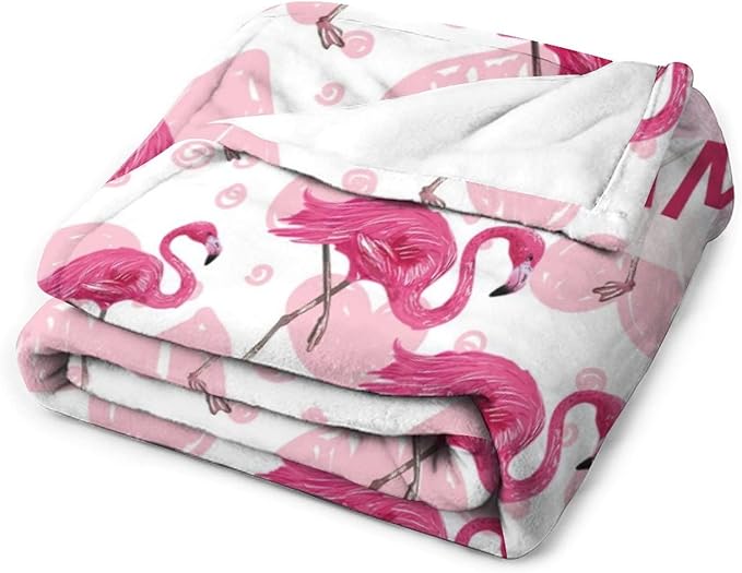 Custom Flamingo Blanket Gifts - 30 x 40 Inches Cute Flamingo Throw - Light Pink Soft Furry Plush Blankets for Chair
