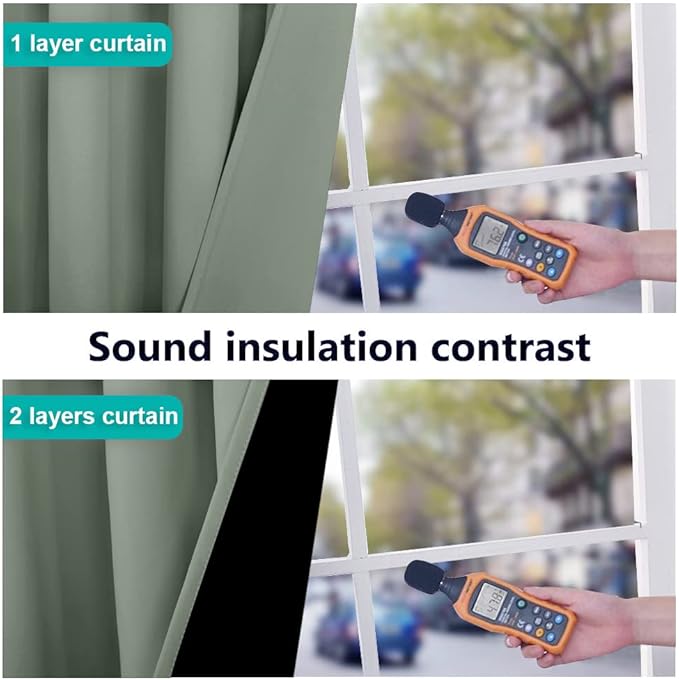 NICETOWN 100% Blackout Curtains 57 inches Long, Double-Deck Completely Blackout Window Treatment Thermal Insulated Lined Drapes for Small Window (Greyish Green, 1 Pair, 55 inches Width Each Panel)