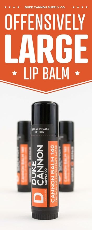 Duke Cannon Supply Co. Tactical Lip Protectant Cannon Balm 140° - (Blood Orange Mint Flavored) Superior Performance, SPF 30, Lip Balm for Hard Working Men, 0.56oz (3 Pack)