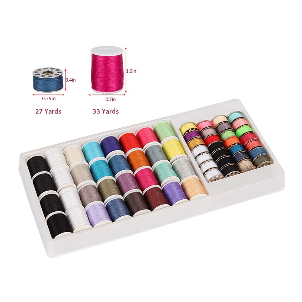 NEX 60 Pcs Bobbins Sewing Thread Kit, Polyester Mini Bobbins and Thread Spools for Hand & Machine Sewing