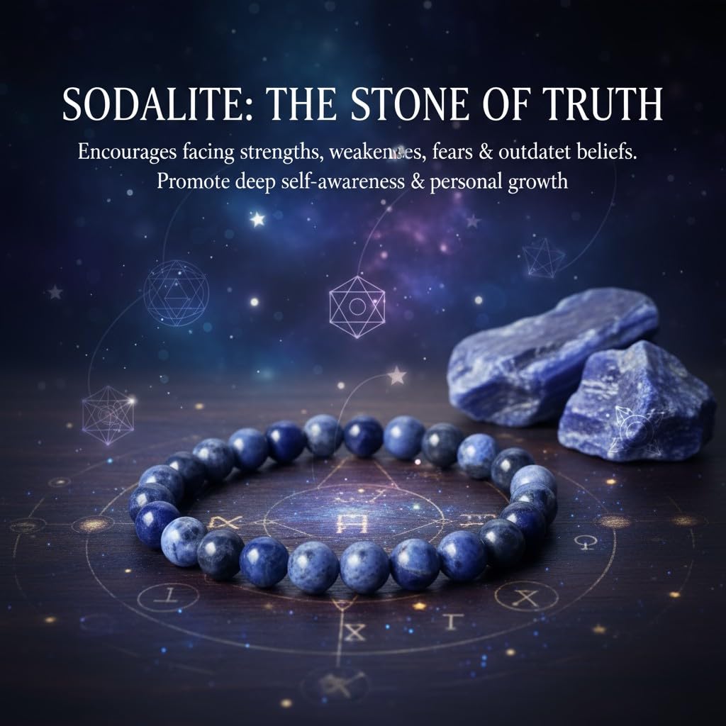 The Vida Handmade AAA+ Quality Crystal Stretch Elastic Bracelet - Nature Gemstone - Jewelry Gift - Holiday Gift - For Women & Men (Sodalite)