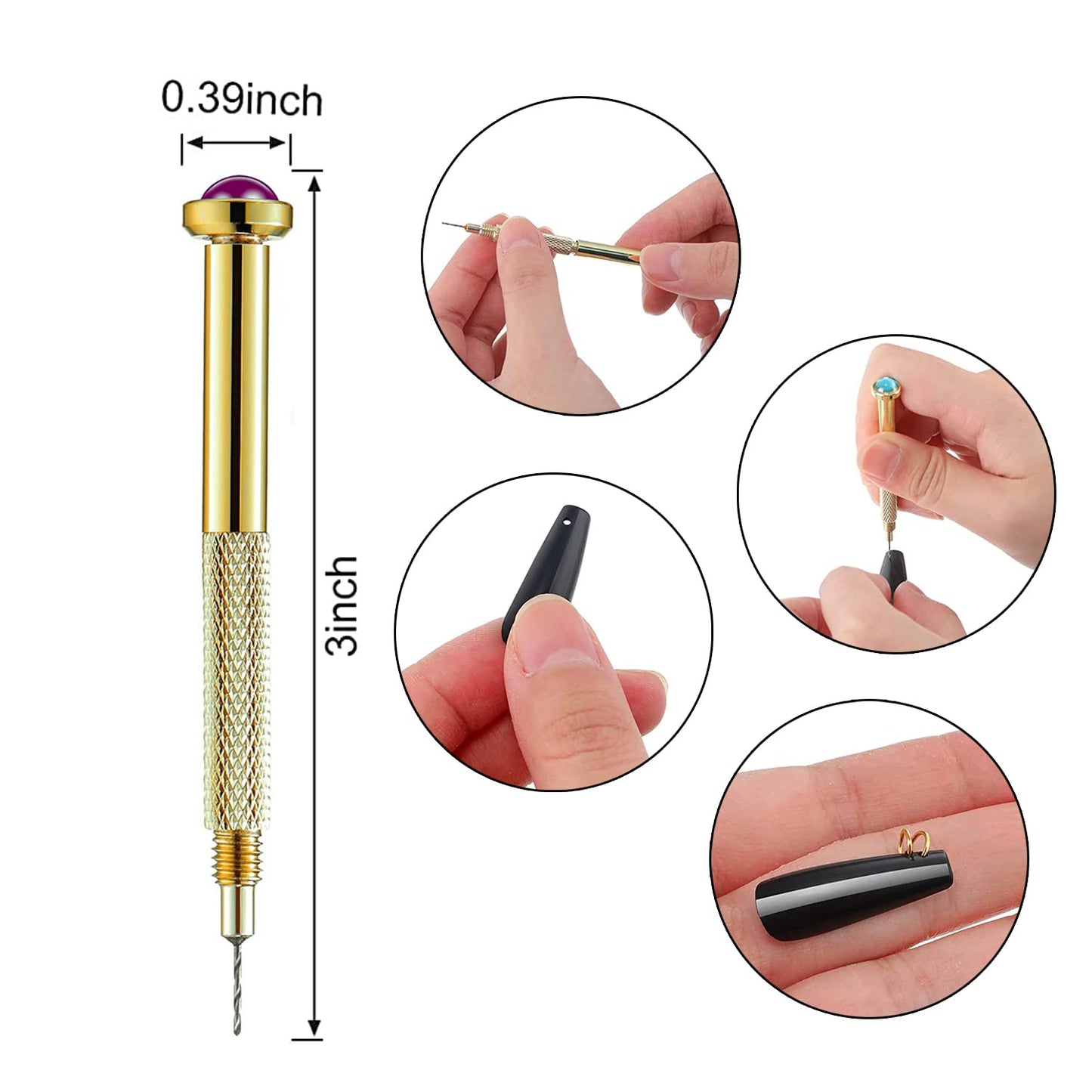 DANNEASY 1070pcs Silver Nail Art Dangle Charm Piercing Tool Hand Drill, Piercing Charms, Jump Rings, Connectors, Accessories for Jewelry Craft Making
