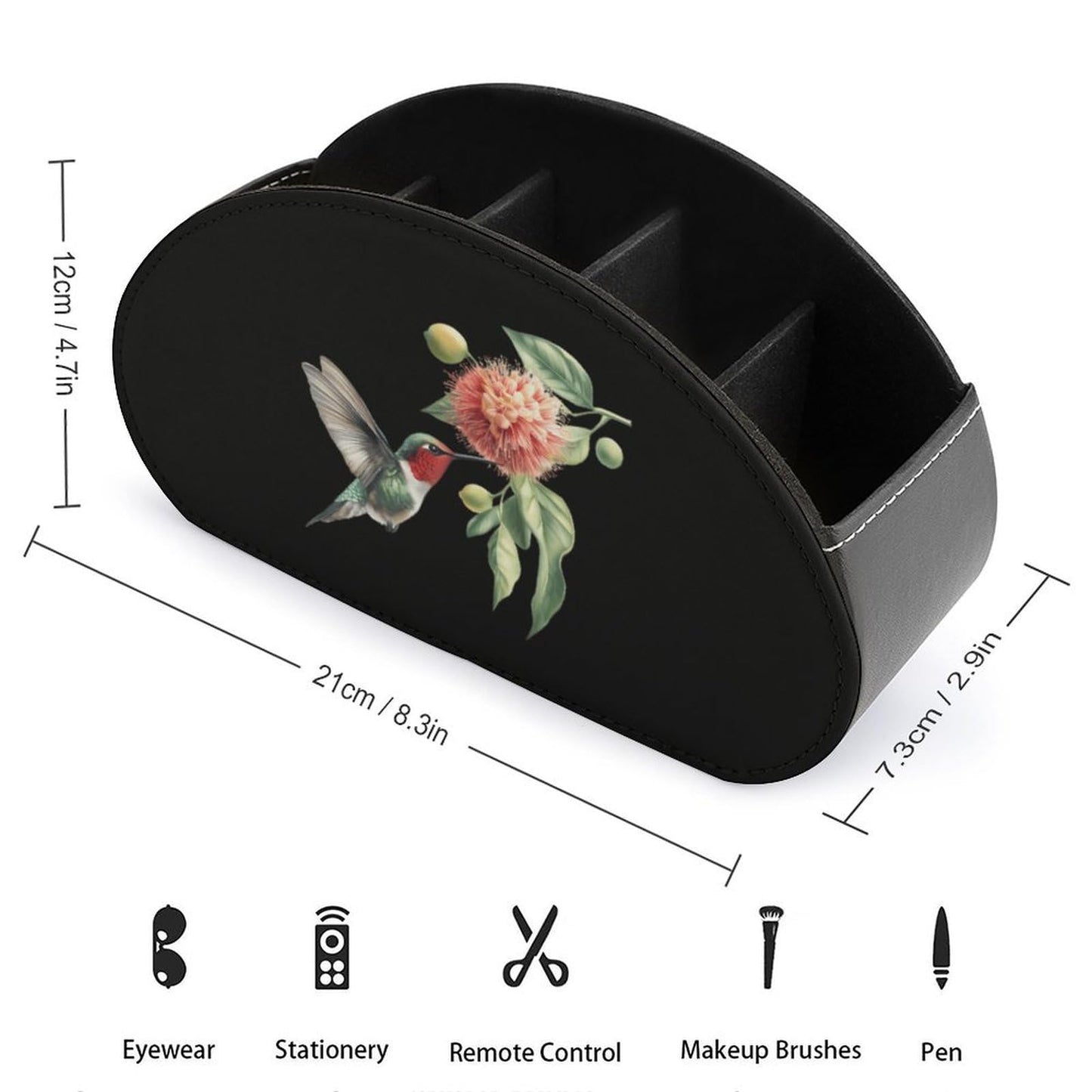 Hummingbird Remote Control Holder with 5 Compartments Caddy Desktop Organizer for Home Office