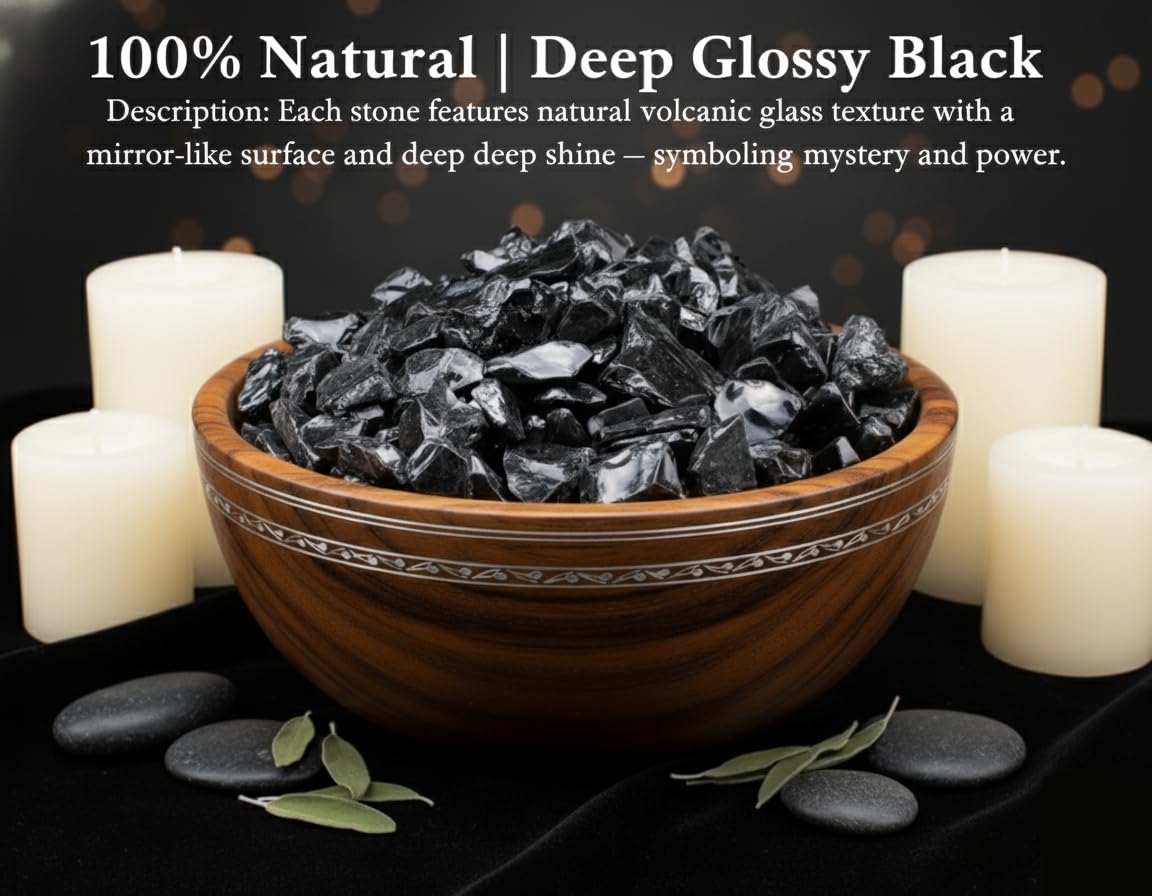 Healing Crystal Stones, 1.25-2.0" Large Reiki Healing Gemstones Natural Tumbled Polished Stones for Energy Witchcraft Therapy Meditation Pack 2 (Black Obsidian)