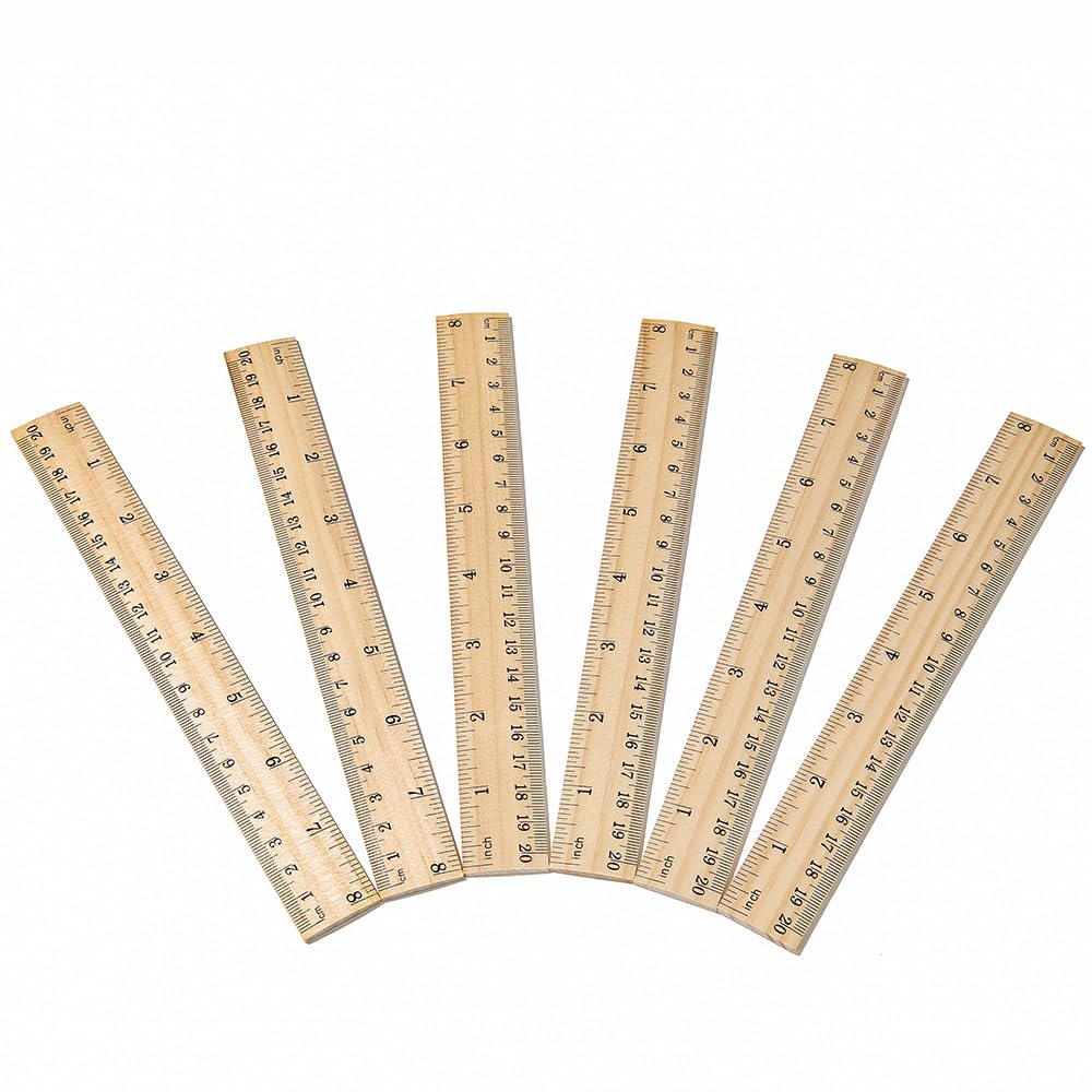 mucaiyang 30 Pack Wooden Ruler 8 Inch Rulers Bulk Wood Measuring Ruler for Students Office School Supplies 2 Scale (20 cm)