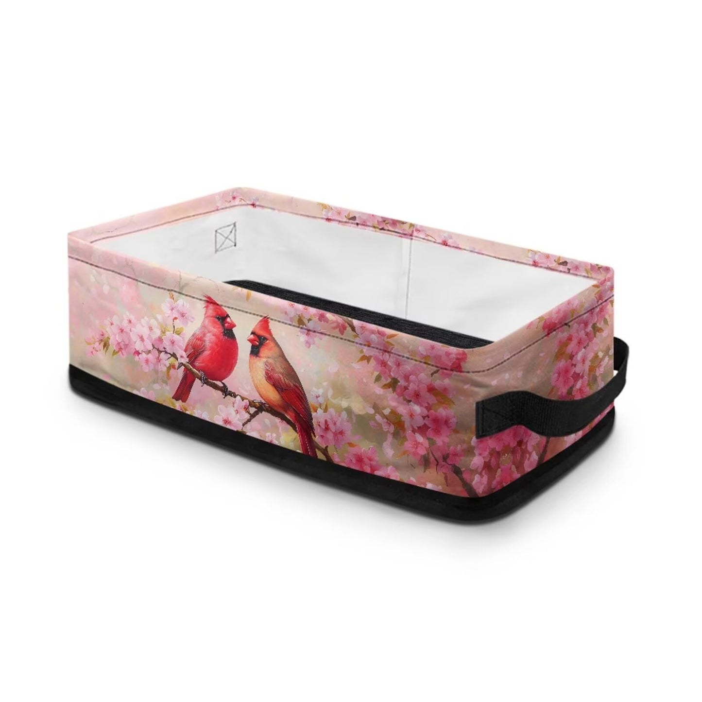 Garucesta Toilet Paper Baskets for Organizing Modern Bathroom Storage Bin Rectangular Bathroom Essentials Basket Household Organizer Bin Holder, Northern Cardinal Red Bird Pink Flower