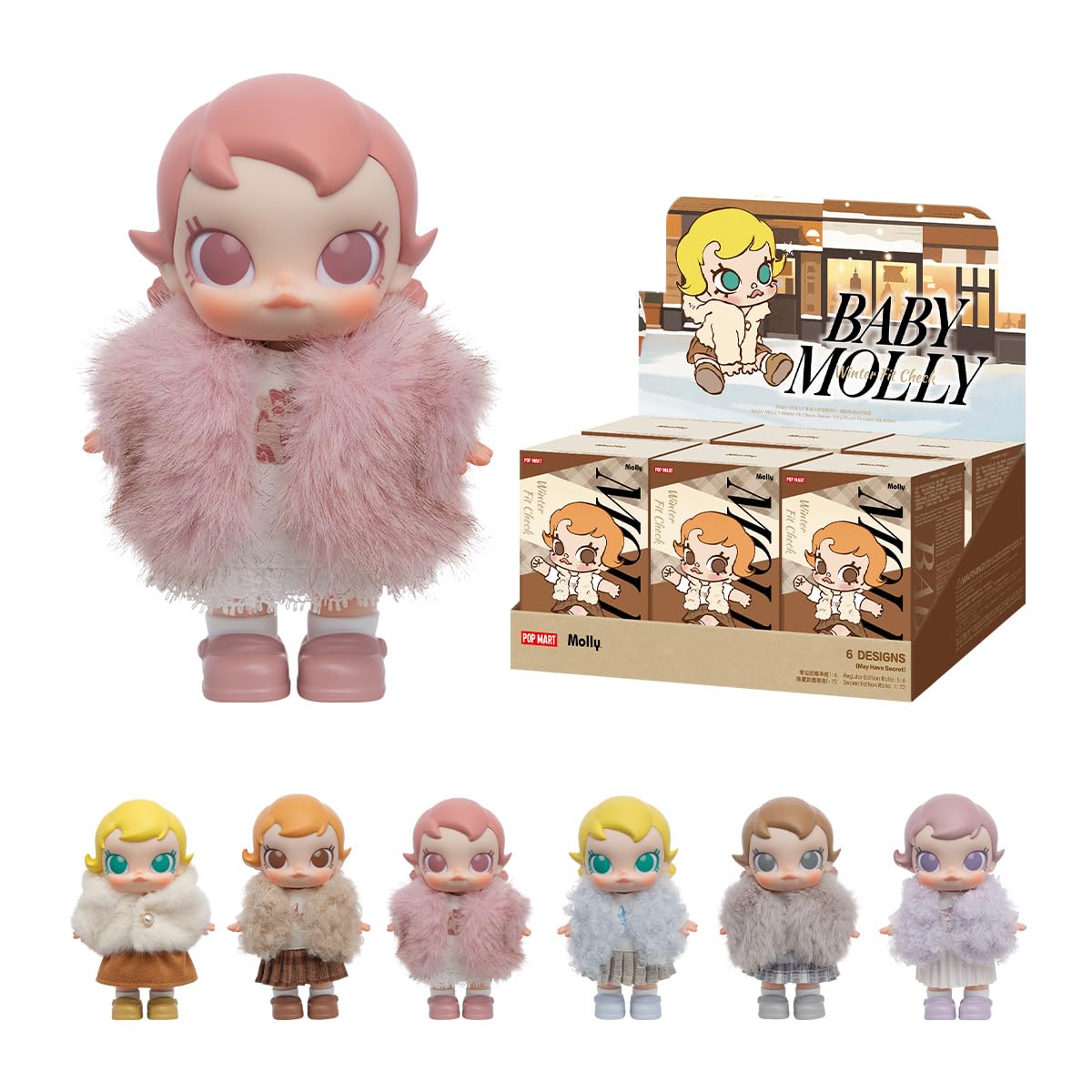POP MART Baby Molly Winter Fit Check Series-Vinyl Plush Pendant Blind Box Figures, Collectible Toys Home Decorations, Holiday Birthday Gifts for Girls and Boys, Whole Set