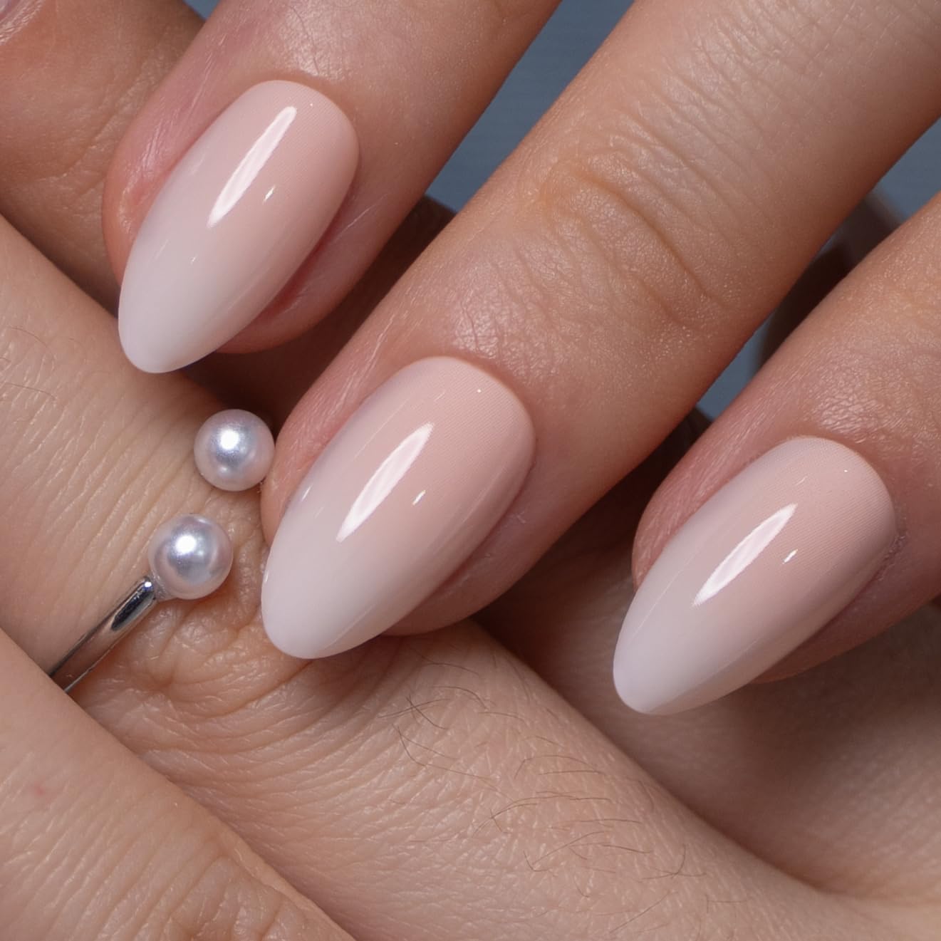 CurvLife Soft Gel Almond Nude Press-On Nails Short,30Pcs Reusable Fake Nail Tips with Adhesive Tabs, Salon-Quality Stick-On Nails for At-Home Manicure (Milky Veil)