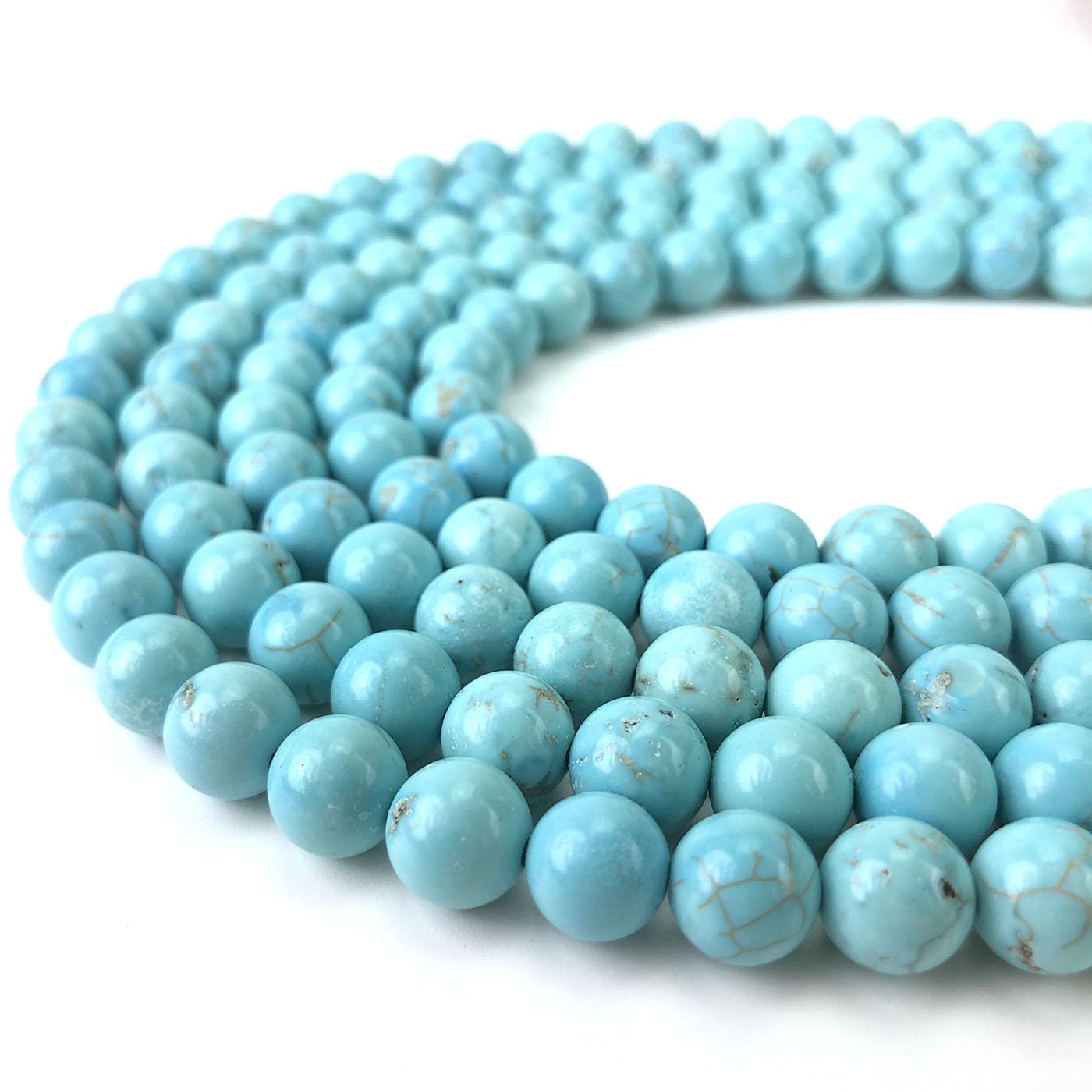 6mm Blue Turquoise Beads Round Gemstone Loose Beads for Jewelry Making (60-64pcs/strand)