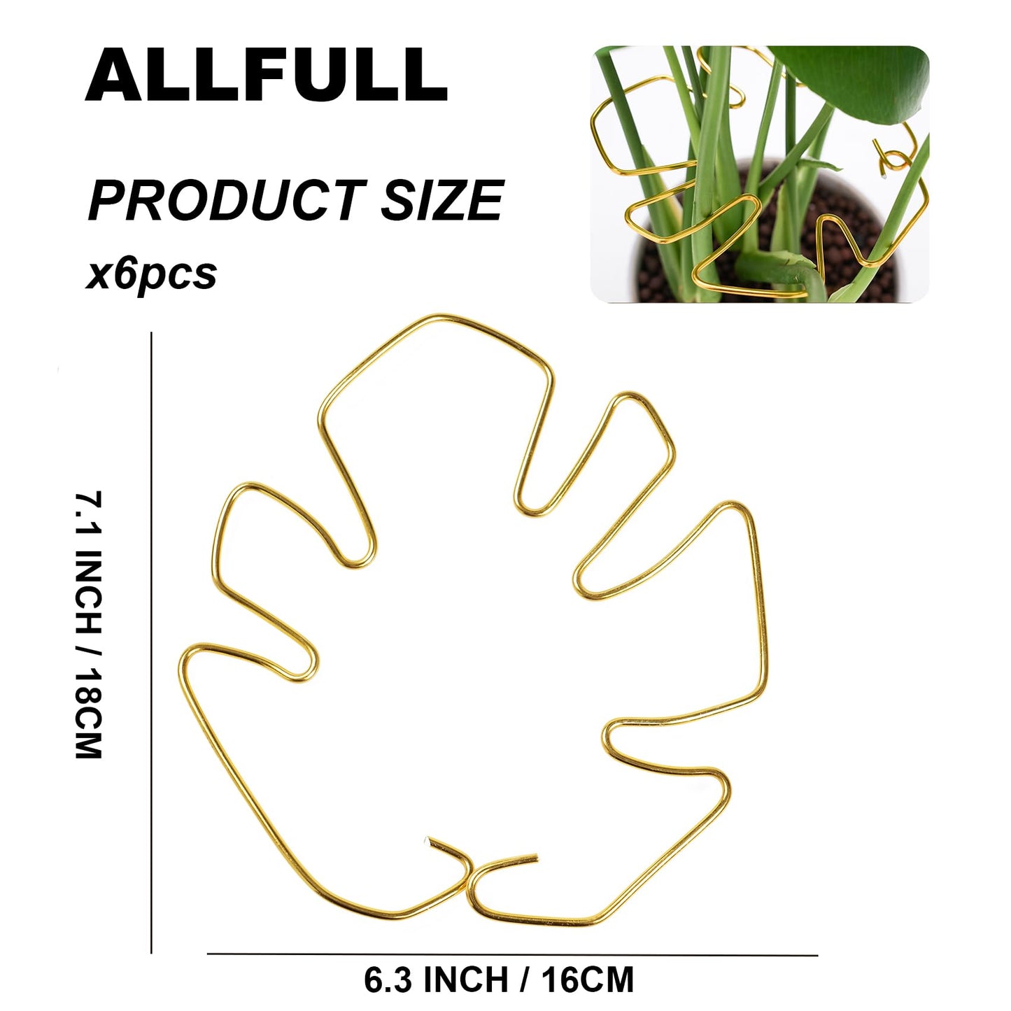 6PCS Monstera Plant Stem Support , Monstera Stabilizer Grapple Holder Unique Design for Turtle Shell Bamboo Clamp Set, Ideal Plant Support Stakes for Thriving Growth Indoor Climbing Plant (Gold)