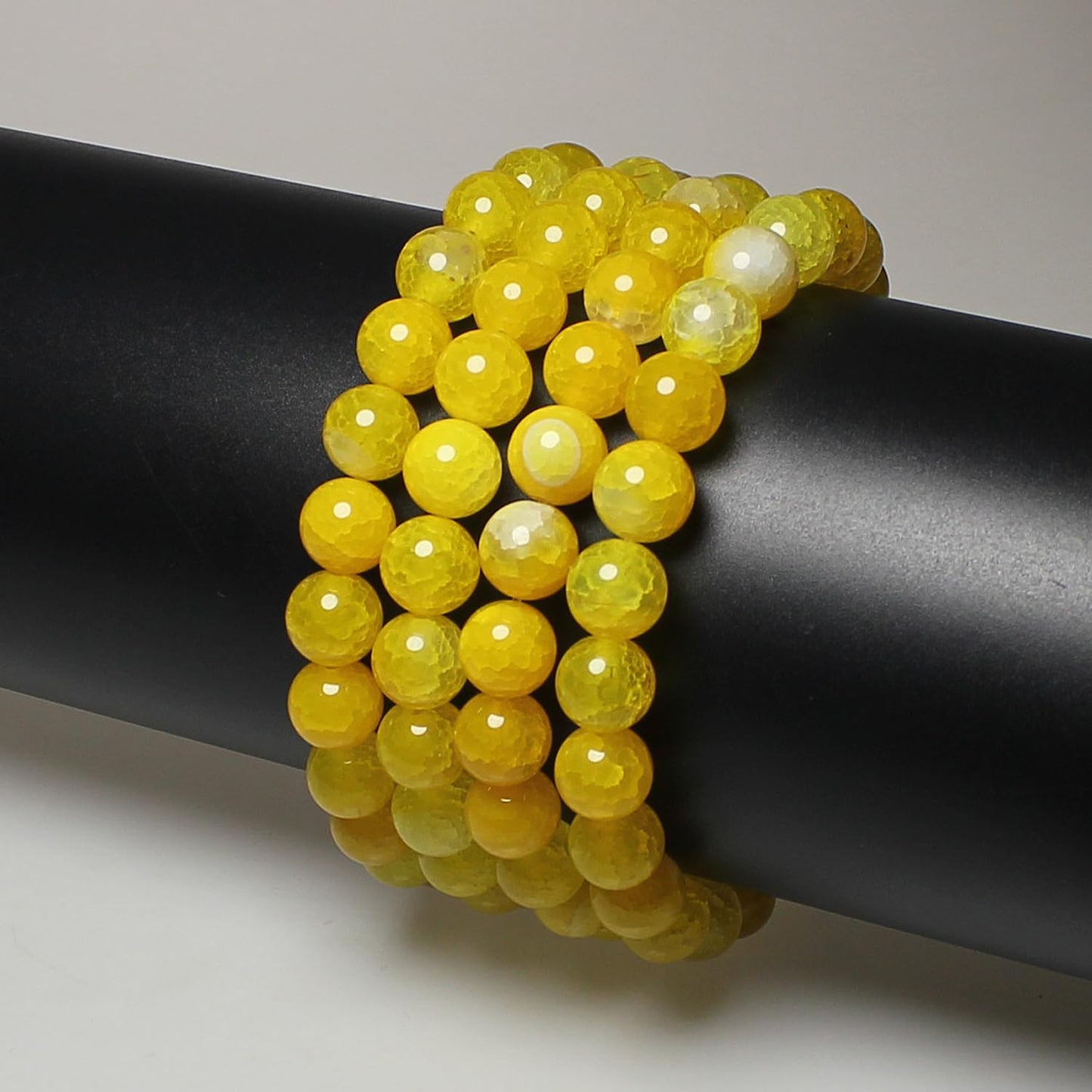 MJDCB Natural Stone Beads 8mm 43pcs Yellow Dragon Vein Agate Loose Gemstone Bead Charms for Jewelry Making Bracelet Necklace Earring Pendant
