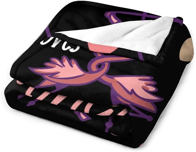 Flamingo Throw Blanket Gifts - 30 x 40 Inches Funny Throws for Kids - Black Soft Fuzzy Plush Blankets for Couch