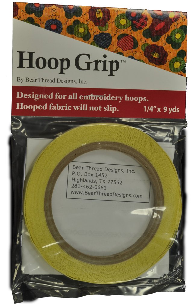 Bear Thread Hoop Grip Strip for Embroidery – 1/4in x 9yds, Non-Slip Fabric Grip Tape for Hoops, Prevents Fabric Slipping – Adhesive, Easy to Apply & Remove, Fits Most Embroidery Hoops