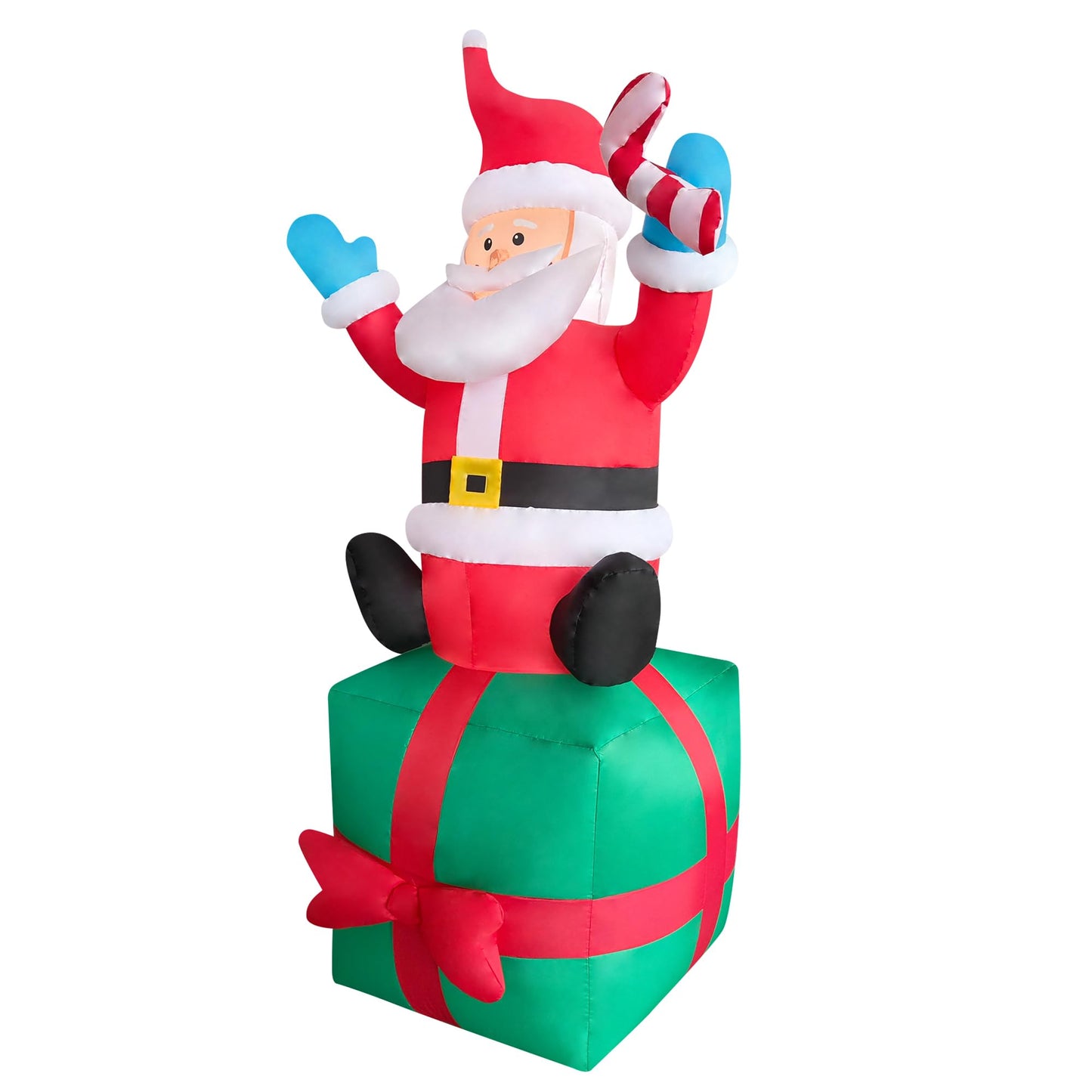 DeHasion 2 Packs 6ft Christmas Inflatable Santa and Gingerbread Man on Gift Box Christmas Blow Up Decor for Outdor/Home/Lawn/Yard Decoration