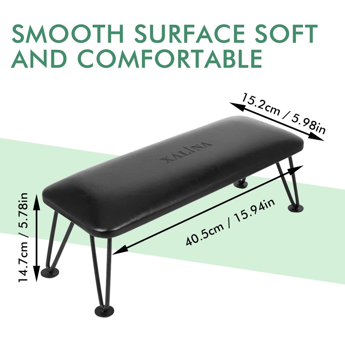 XALINA Black Arm Rest for Nails Tech, Detachable PU Leather Nail Arm Rest for Nail Tech, Ergonomic Nail Hand Rest for Nails Tech, Nail Rest Stand for Professional Manicure Salon & Home Use