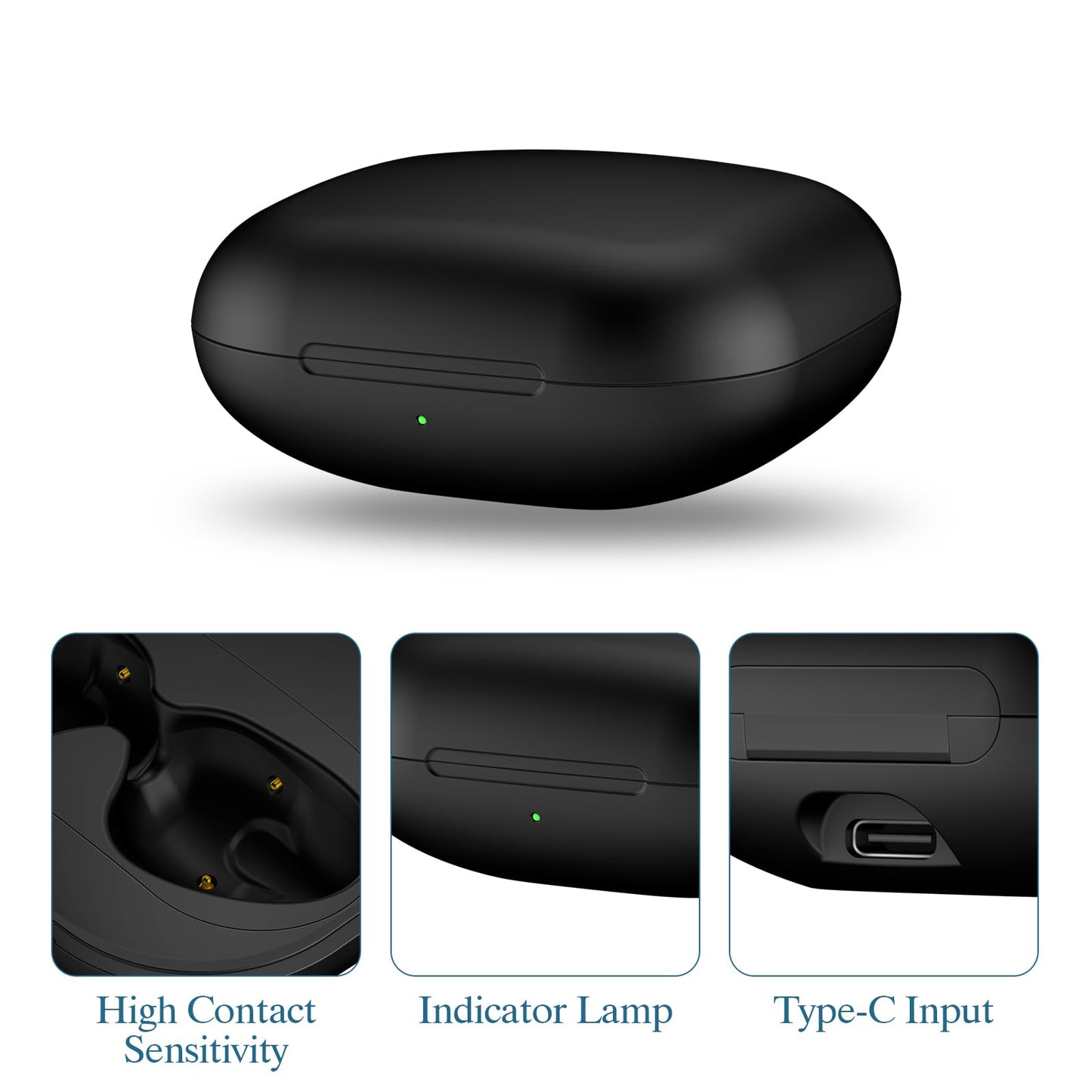 Jinstyles Wireless Charging Case Compatible for Beats Fit Pro, Portable Charger Case Replacement with Bluetooth Pairing Sync Button, 700mAh Built-in Battery (Not Included Earbuds) (Black)