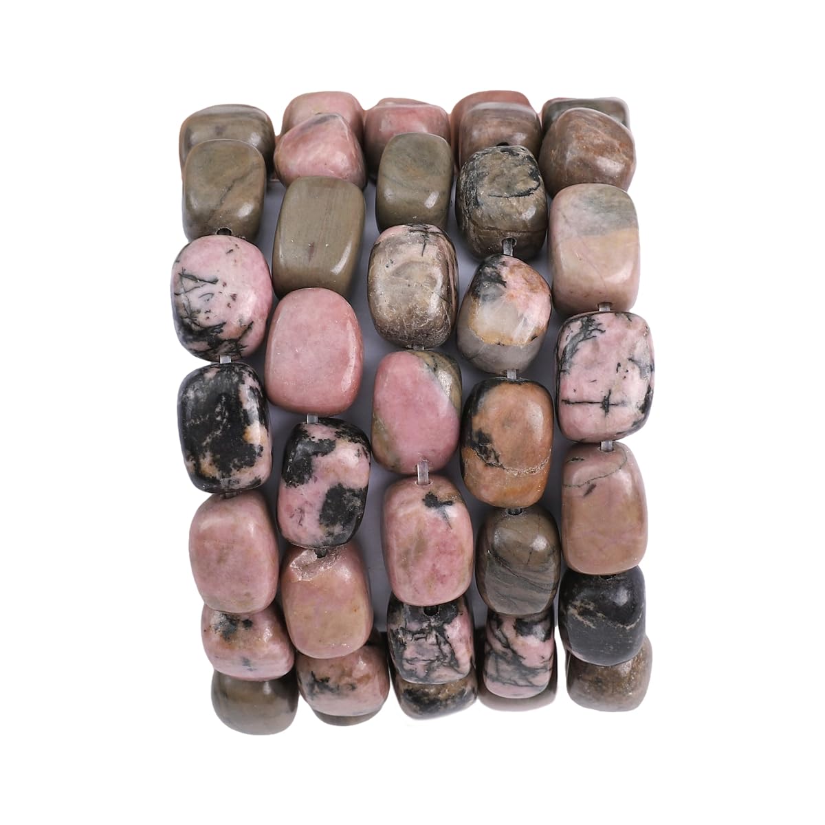 BEADIA Natural Rhodochrosite Cuboid Stone Loose Semi Gemstone Beads for Jewelry Making 8mmx12mm 38cm/Strand