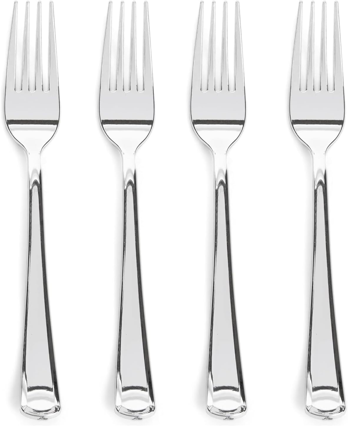 Prestee 300 Plastic Forks Heavy-Duty, Heavyweight Silverware Forks, Fancy Plastic Cutlery, Elegant Disposable Fork Pack, Bulk Disposable Flatware, Silver Fork for Christmas Holiday (Silver)