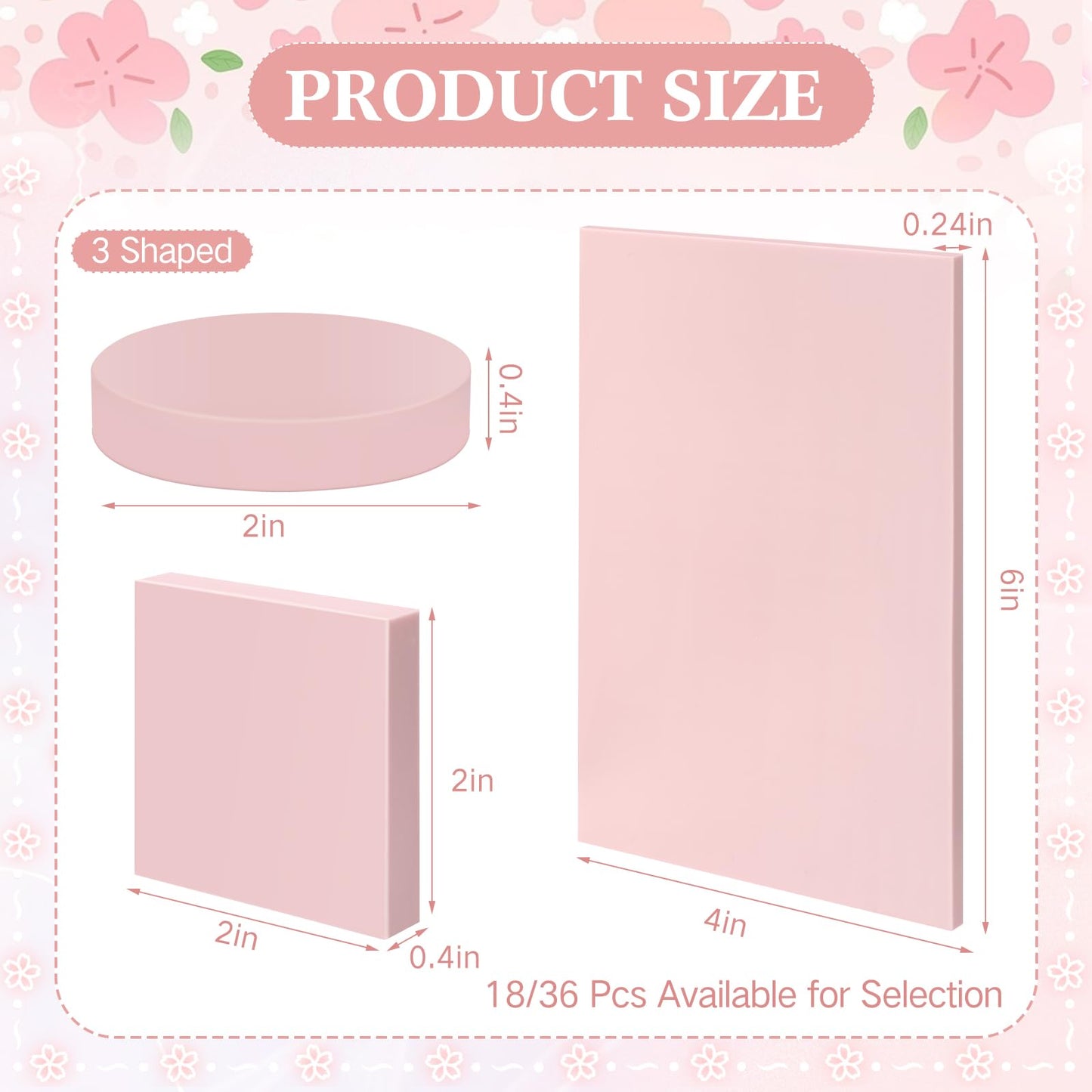 Innconee 18 Pcs Rubber Stamp Carving Blocks Linoleum Blocks 4"x6" and 2"x2" Round Square Rectangle Block Carving Kit for Stamp Crafts DIY Project(Pink)
