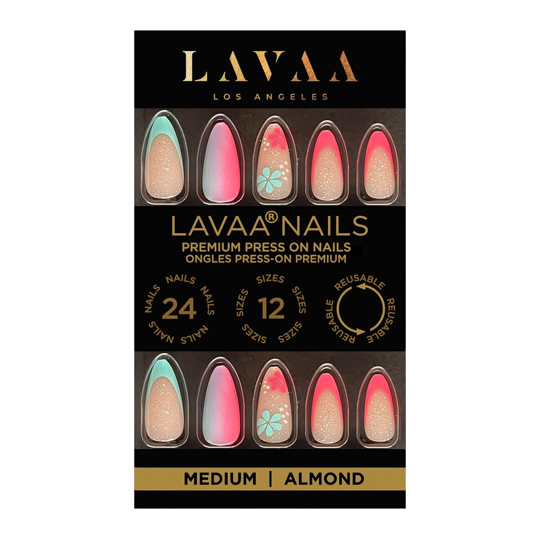 FUN SLAY Press-On Nails by Lavaa Beauty | Fun Colorful Medium Almond Summer Nails