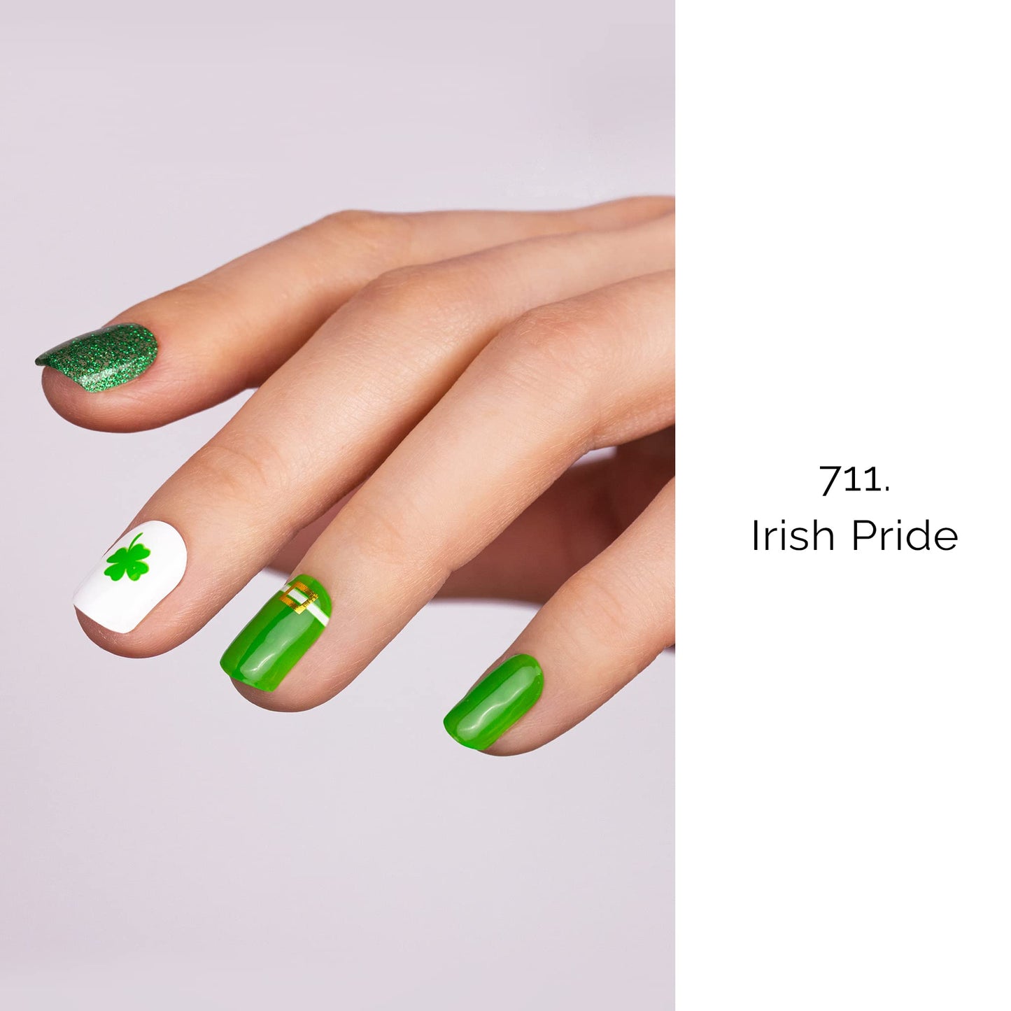 NAILOG Green Semi Cured Gel Nail Strips for St. Patrick's Day, 34pcs Salon-Quality Irish Pride Nail Art Wraps