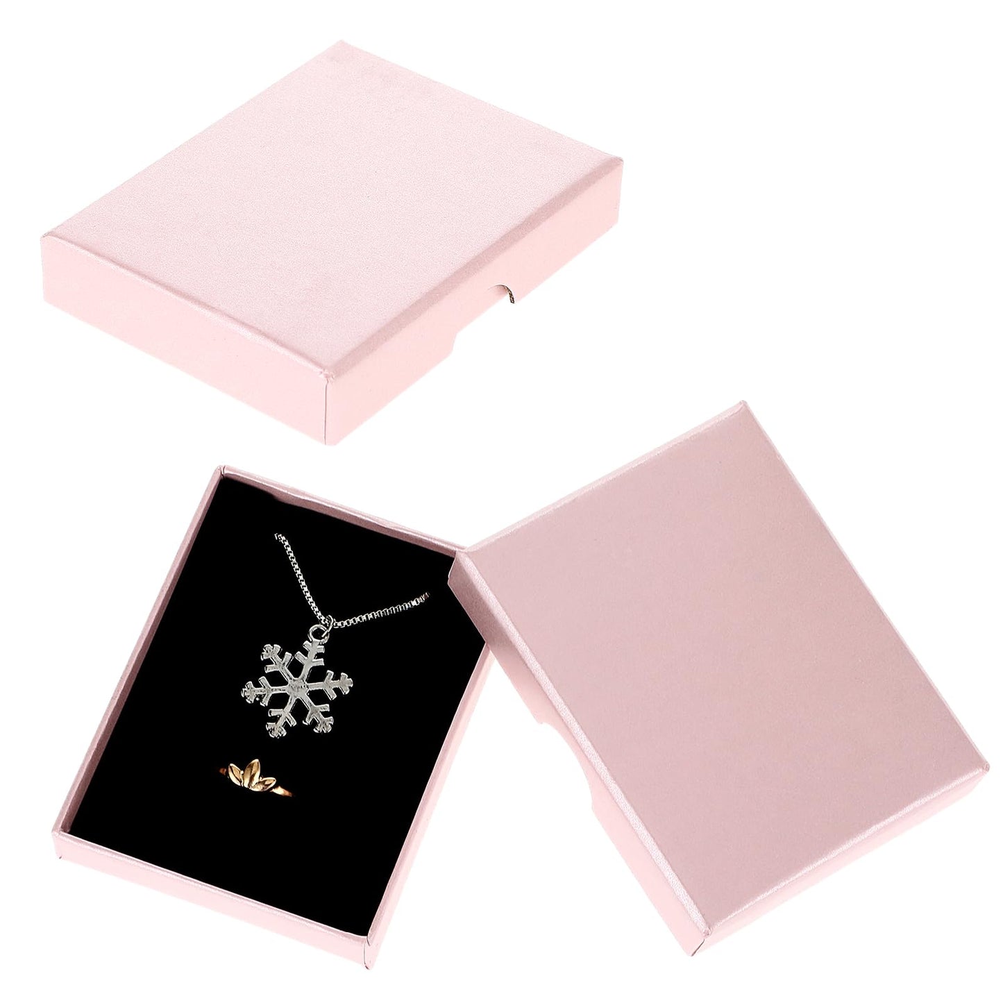 2 Pack Small Jewelry Gift Box, Cardboard Jewellery Box with Lids Pendent Storage Case Necklace Bracelet Earring Cardboard Organizer Square Jewelry Gift Boxes for Necklaces Bracelets Earrings(Pink)