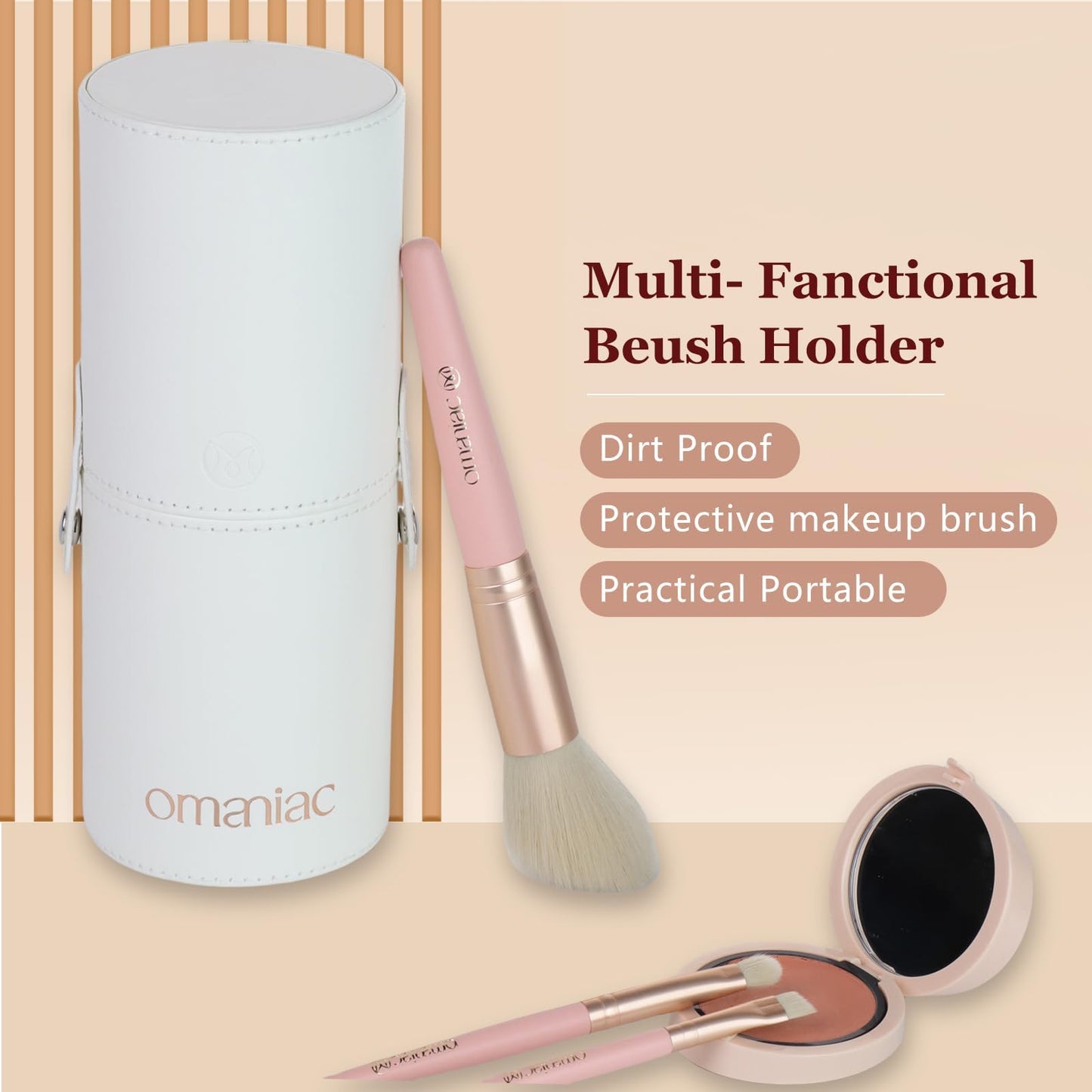 OMANIAC 20Pcs Makeup Brush Set Professional - Cruelty-Free Beauty Gift Kit for Beginners & Women - Premium Synthetic Foundation Eyeshadow Blending Face Powder Brushes with Travel Case (Pink)
