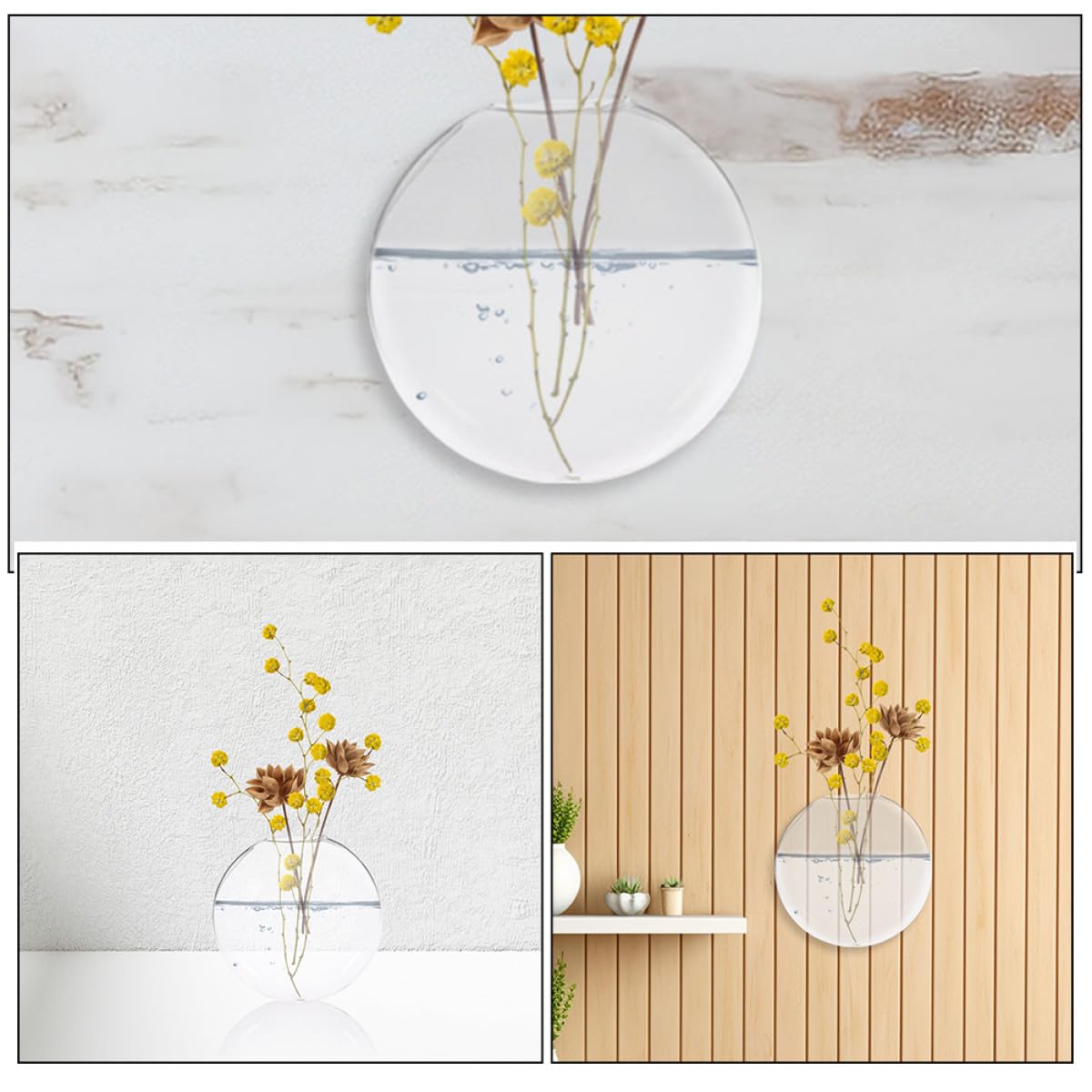 VALICLUD 2pcs Wall Hanging Glass Planter Terrariums Hydroponic Flower Vases for Indoor Plants Home Office Décor