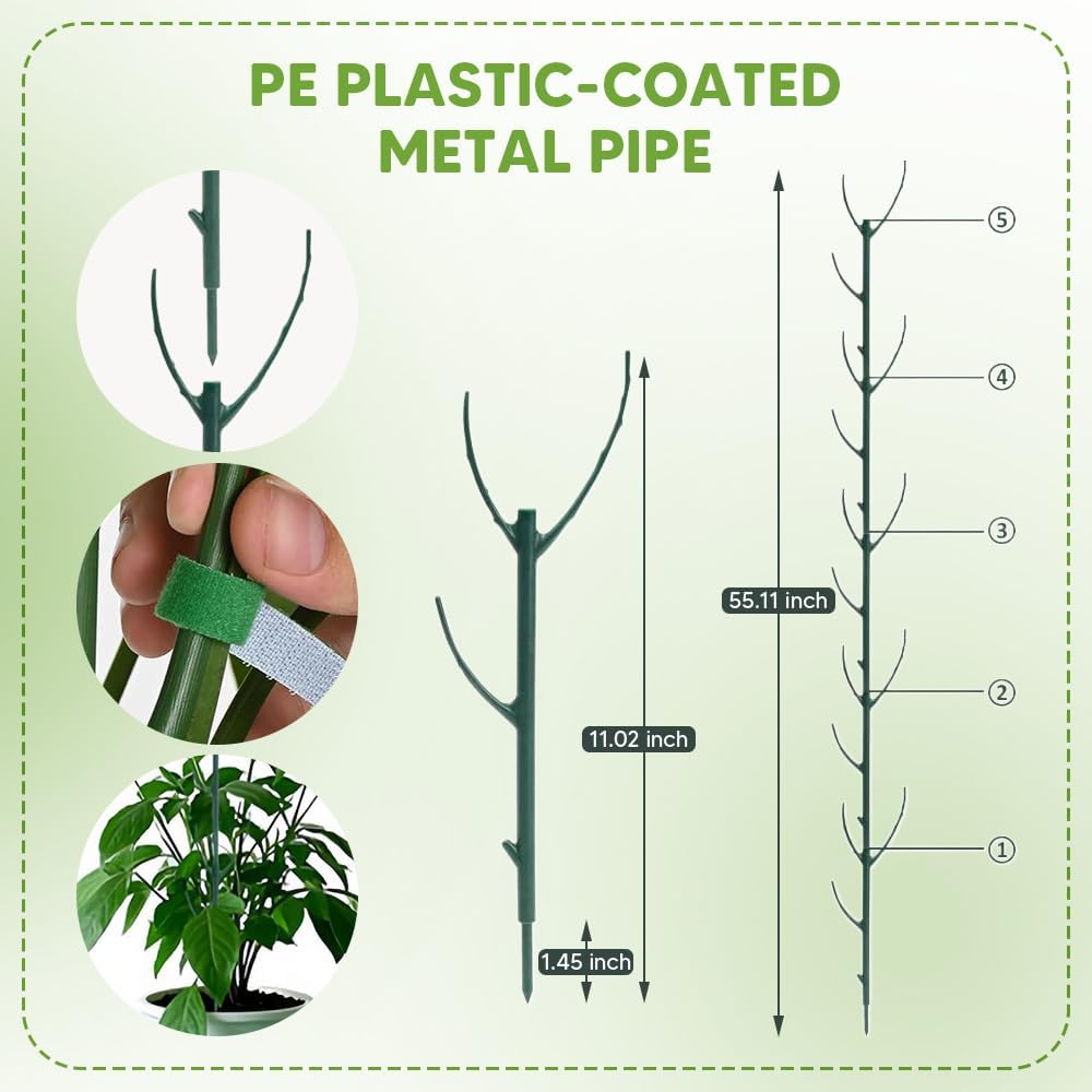 Stackable Monstera Plant Support, Garden Plant Support Stakes for Indoor Outdoor Plants, Climbing Plant Support Structures Plant Holder Stick Moss Pole for Support Tall Potted Plants (5 Pack)