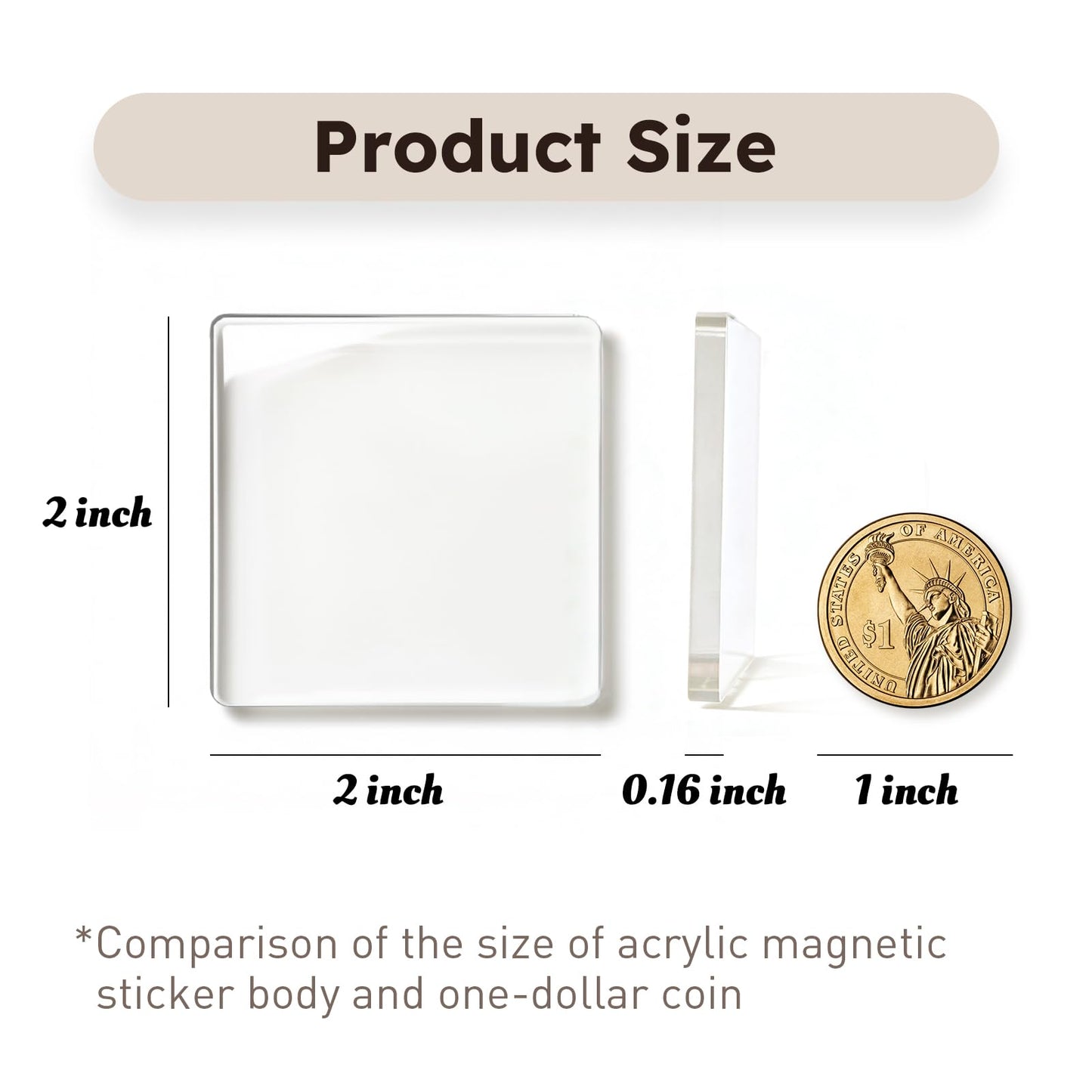 DELUOLUO 20 Pack 2"x2"x0.16" Clear Acrylic DIY Fridge Magnets Set with Adhesive Backing – Square Magnetic Photo Frames for Crafts, Kitchen, Classroom, Party & Office Decoration