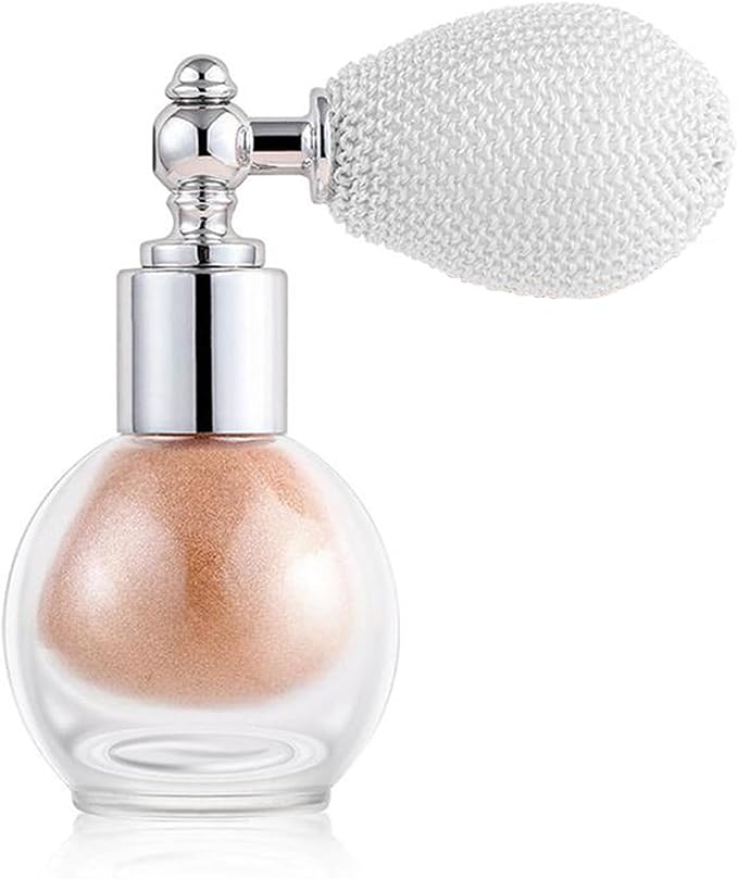 Bronze Highlighter Spray for Face and Body, Rich Color Loose Shimmer Powder Long Lasting Sparkly Spray High Gloss Makeup for Women Rave Festival Prom Stage Wedding Party, #4