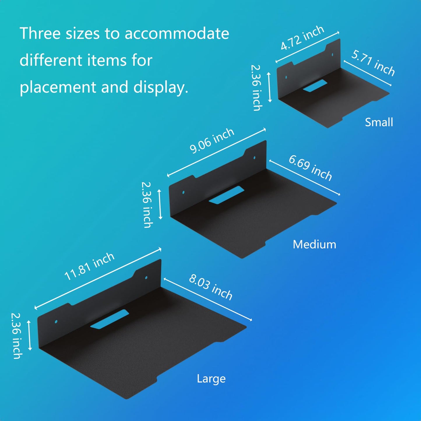 PzewMo Floating Metal Wall Mount Shelf, Shelf for TV Cable Box,Apple Roku, Sound Bar,Soundbar, Camera,Decor Display (1, Small)
