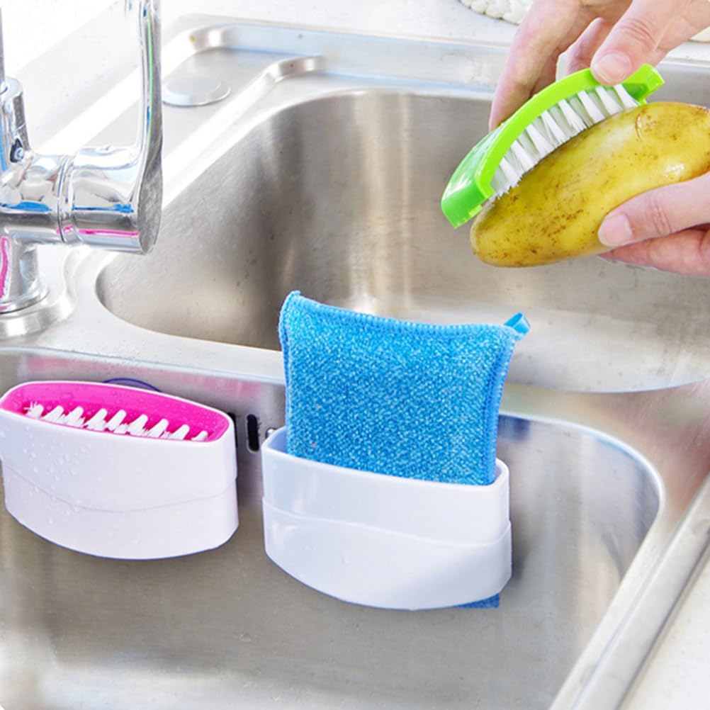 NOLITOY Cutlery Cleaner Brush, 3PCs Suctioned in-Sink Silverware Scrubber, Non-Scratch Bristles, Easily Clean Utensils and Sharp Knives
