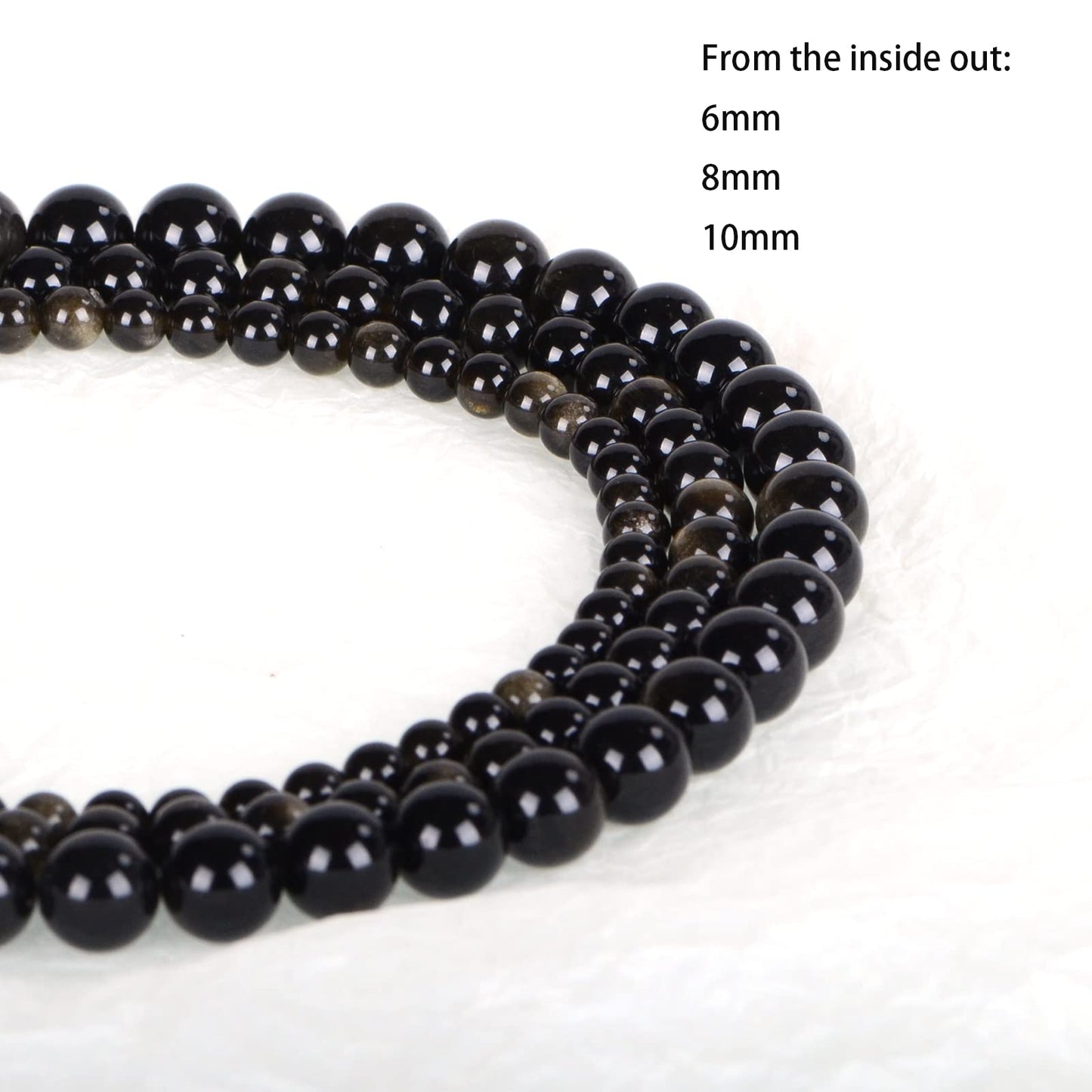 ICAI (Gold Obsidian) Natural Stone Beads Gemstone Round Loose Beads Crystal Energy Stone Healing Power for Jewelry Making DIY,1 Strand 35-37pcs(10mm)