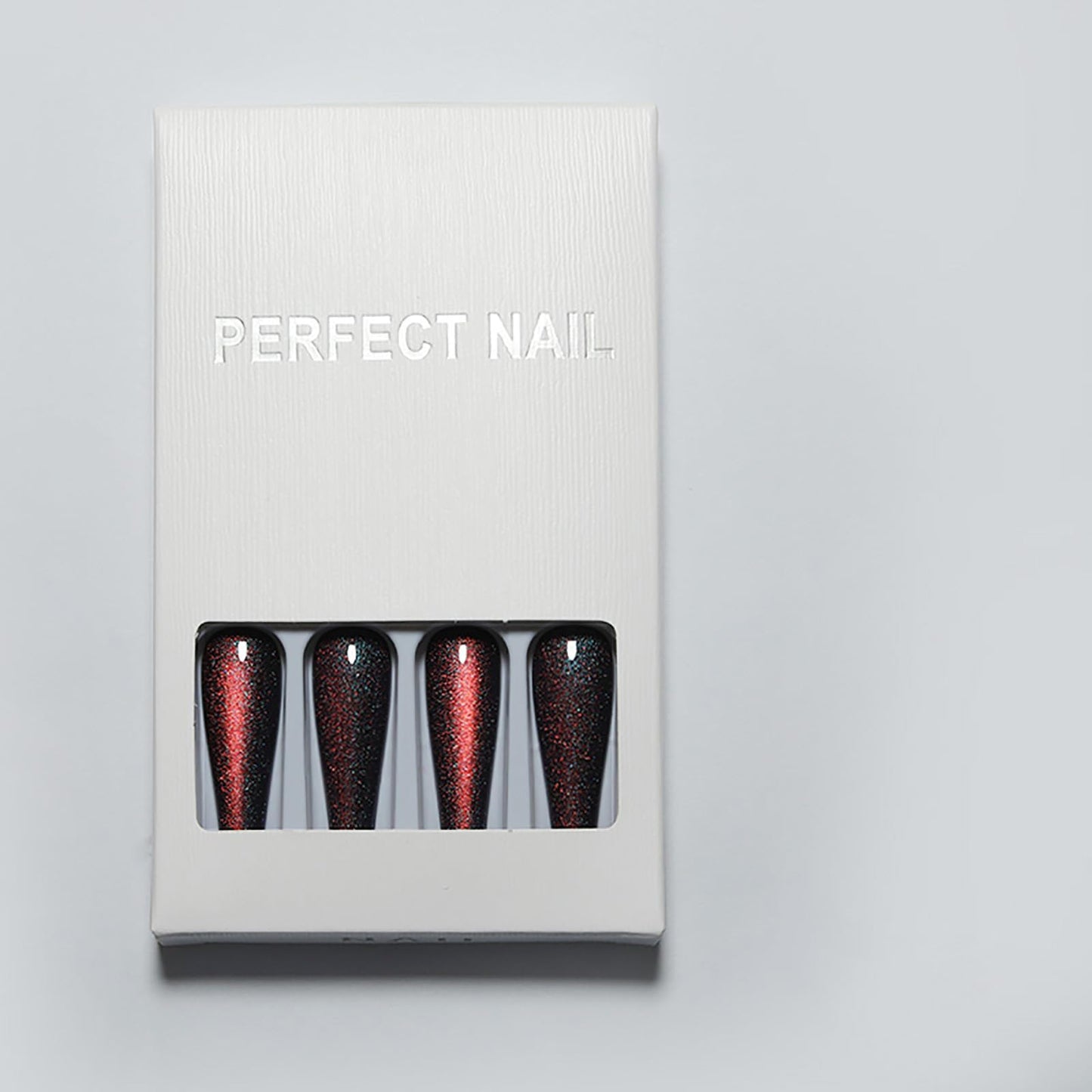 Handmade Press on Nails - Blue & Red Gradient Fake Nails| Glossy,Glitter,Reusable Long Nails,Velvet Effect Design Acrylic Nails | 12 Sizes - 24 Nail Kit with Jelly Glue