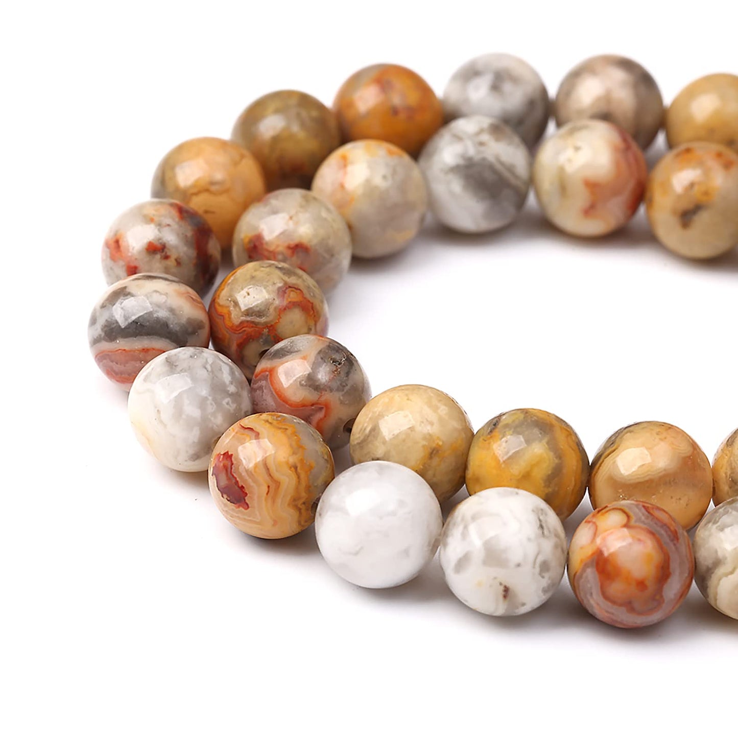 60pcs 6mm Natural Stone Beads Crazy Lace Agate Gemstone Round Loose Beads for Jewelry Making DIY Bracelet Necklace