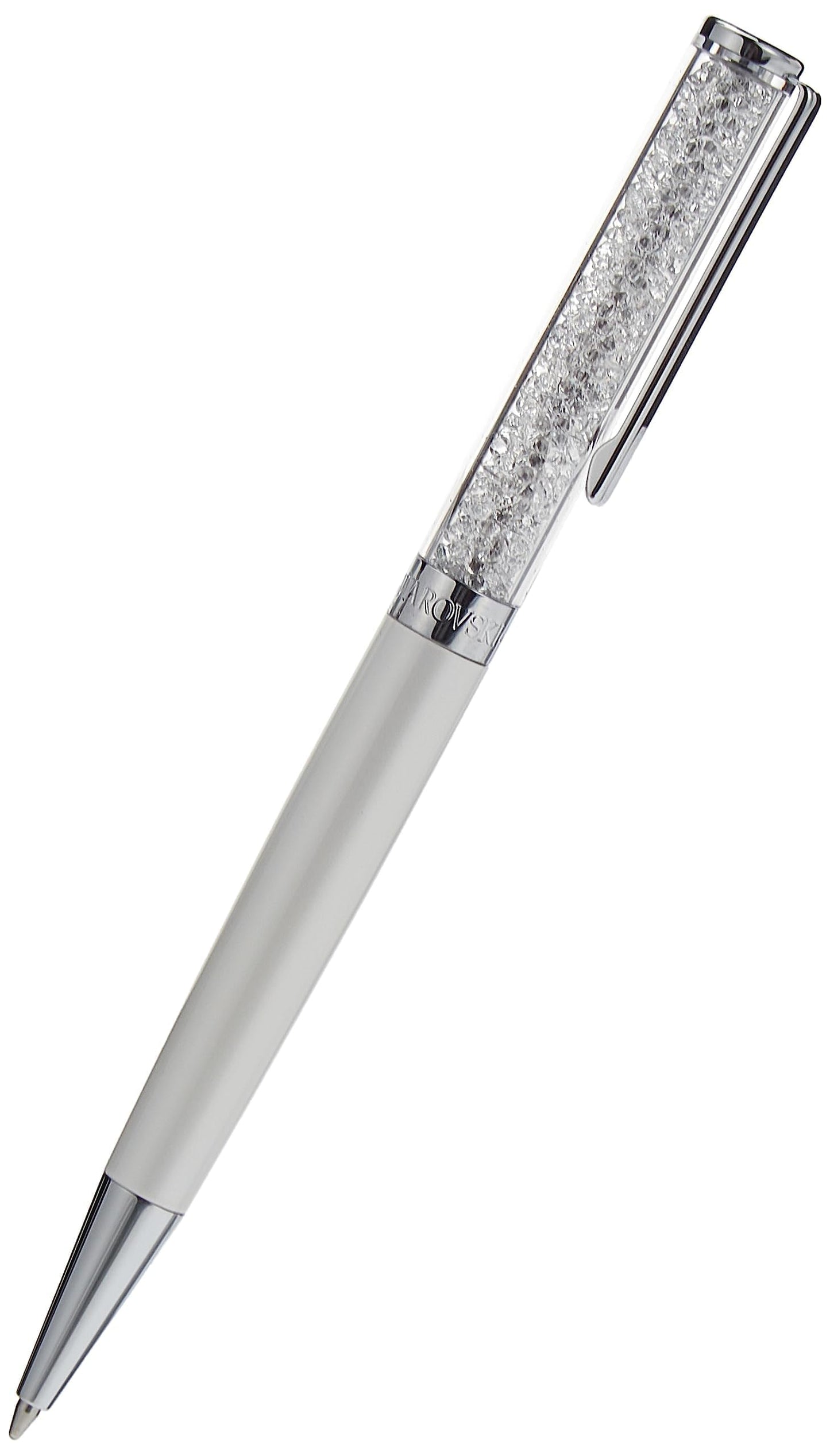 Swarovski Crystalline Ballpoint Pen, Black Ink in White Coloured Casing, Crystal Design, from the Crystalline Collection
