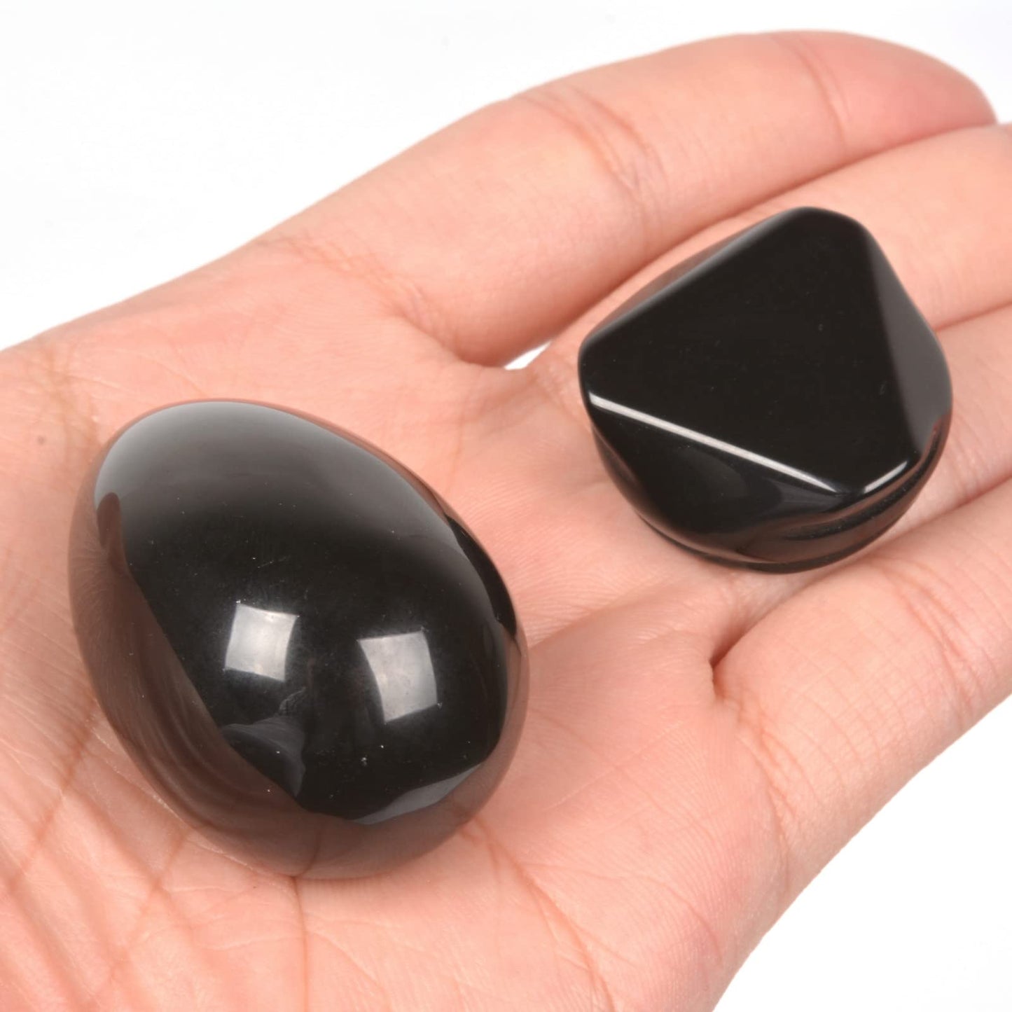 Justinstones Natural Black Obsidian Gemstone Egg Crystal Healing Chakra Meditation Home Office Decor Stone with Stone Stand