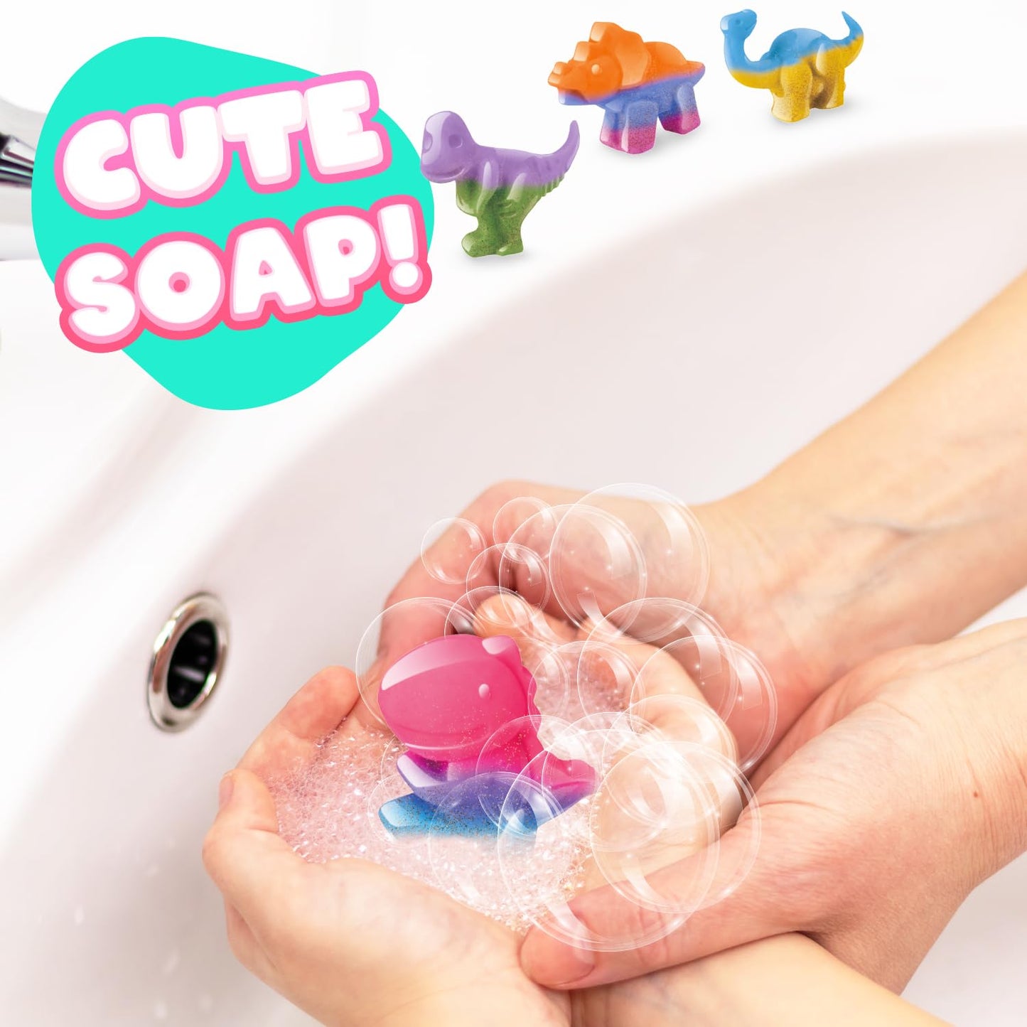 Dino Soap Making Kit - Science Experiments for Kids - Dinosaur Soap Crafts Kit for Girls & Boys – Great Dinosaur Toys STEM Gift for Kids, Fun Educational Activity & Science for Ages 8-12
